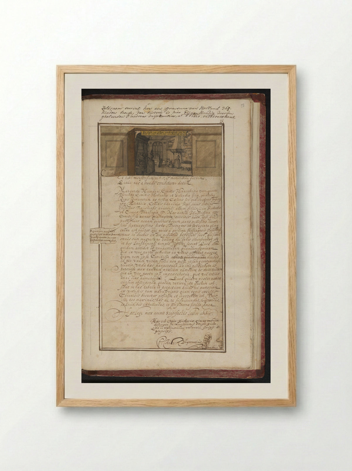 Legende van de gravin die 360 kinderen baarde in 1276 - Claes Jansz. Visscher (II) - Framed Print Wood