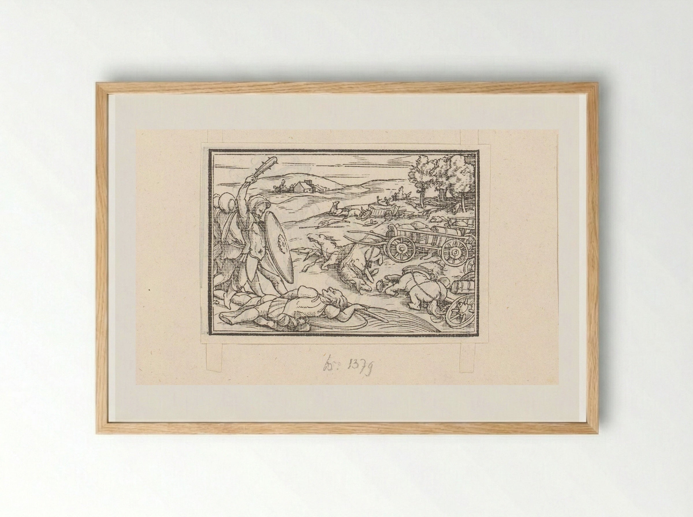 Leger van David schakelt de strijdwagens en het voetvolk van koning Hadadezer uit - Veit Rudolf Specklin - Framed Print Wood
