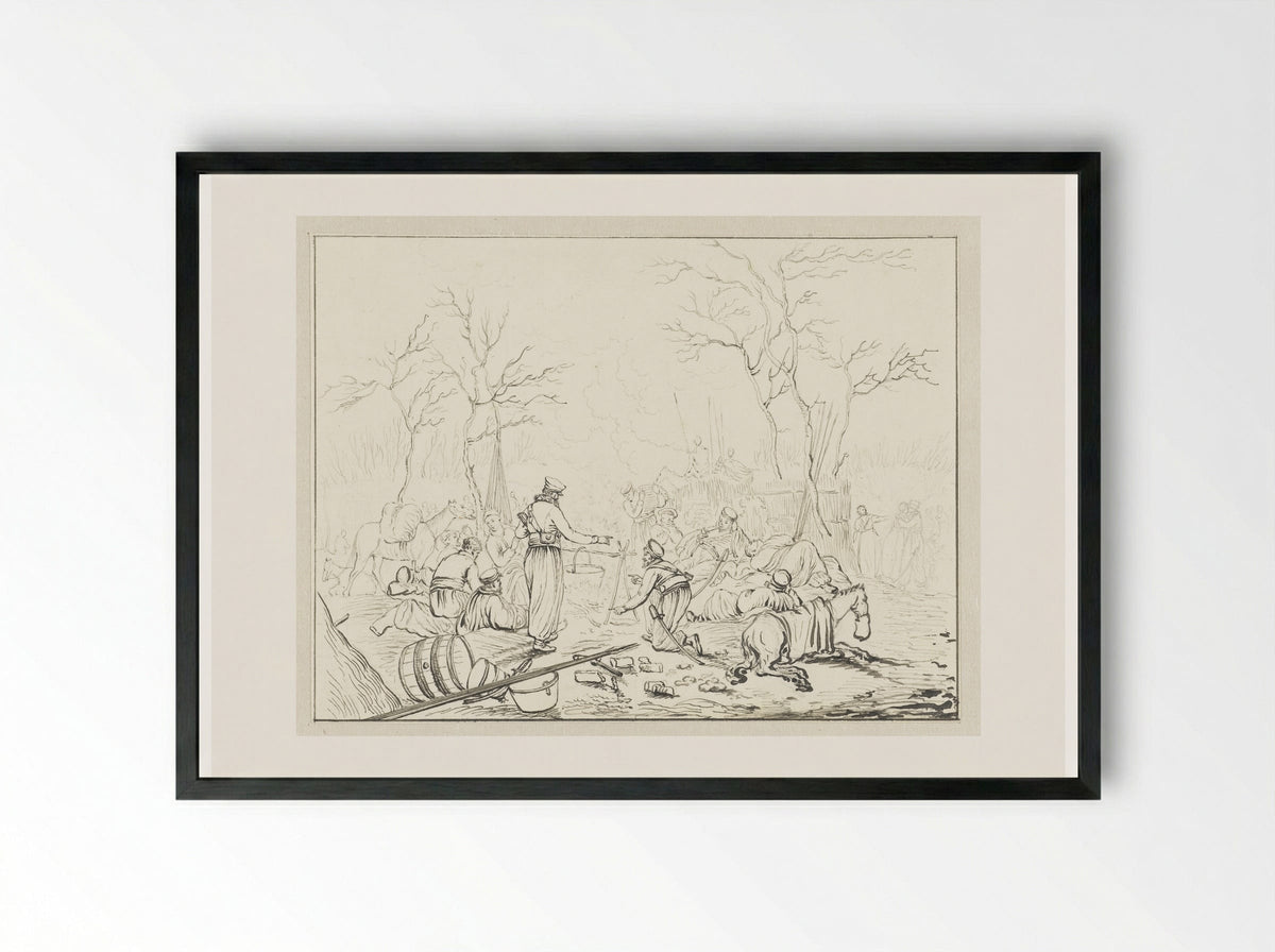 Legerkamp (Military Encampment) - Pieter Bartholomeusz. Barbiers - Framed Print Black