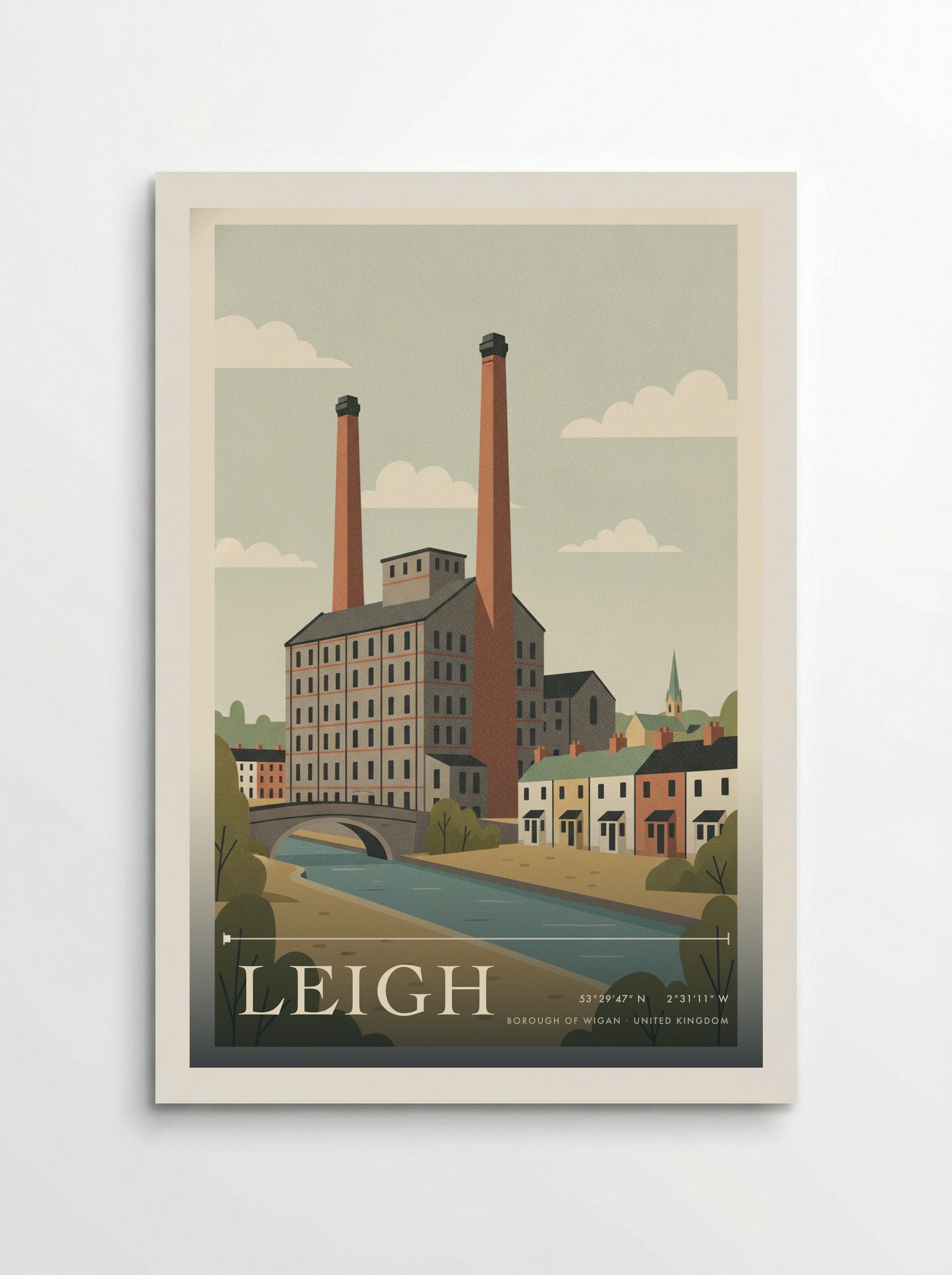 Leigh Borough of Wigan United Kingdom Travel Poster - Poster