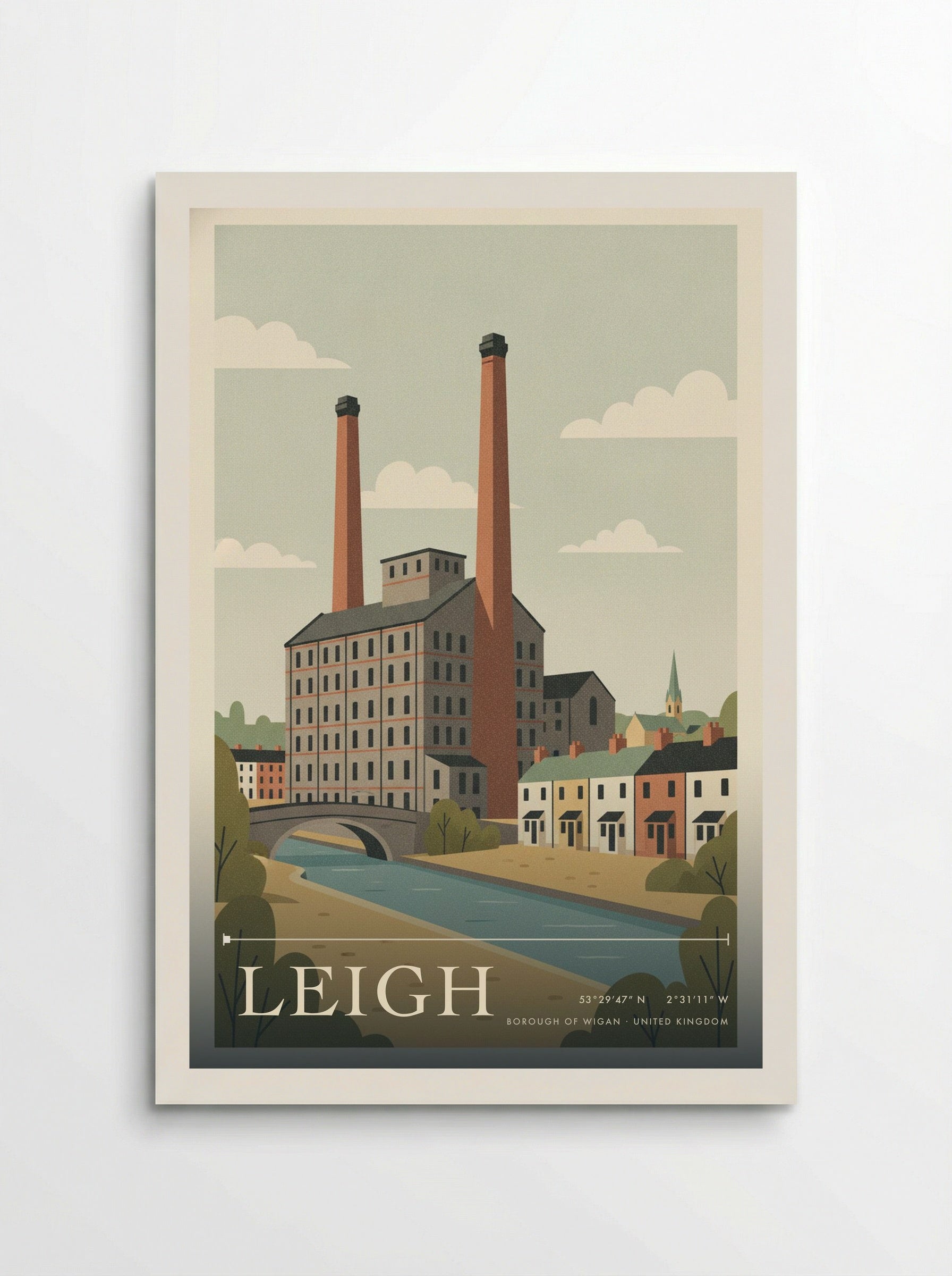 Leigh Borough of Wigan United Kingdom Travel Poster - Poster