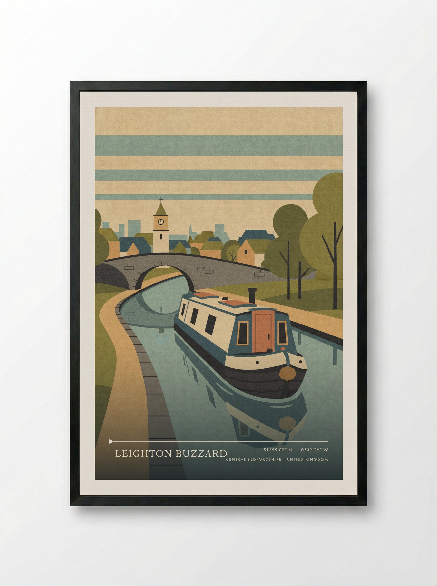 Leighton Buzzard Central Bedfordshire United Kingdom Travel Poster - Framed Print Black