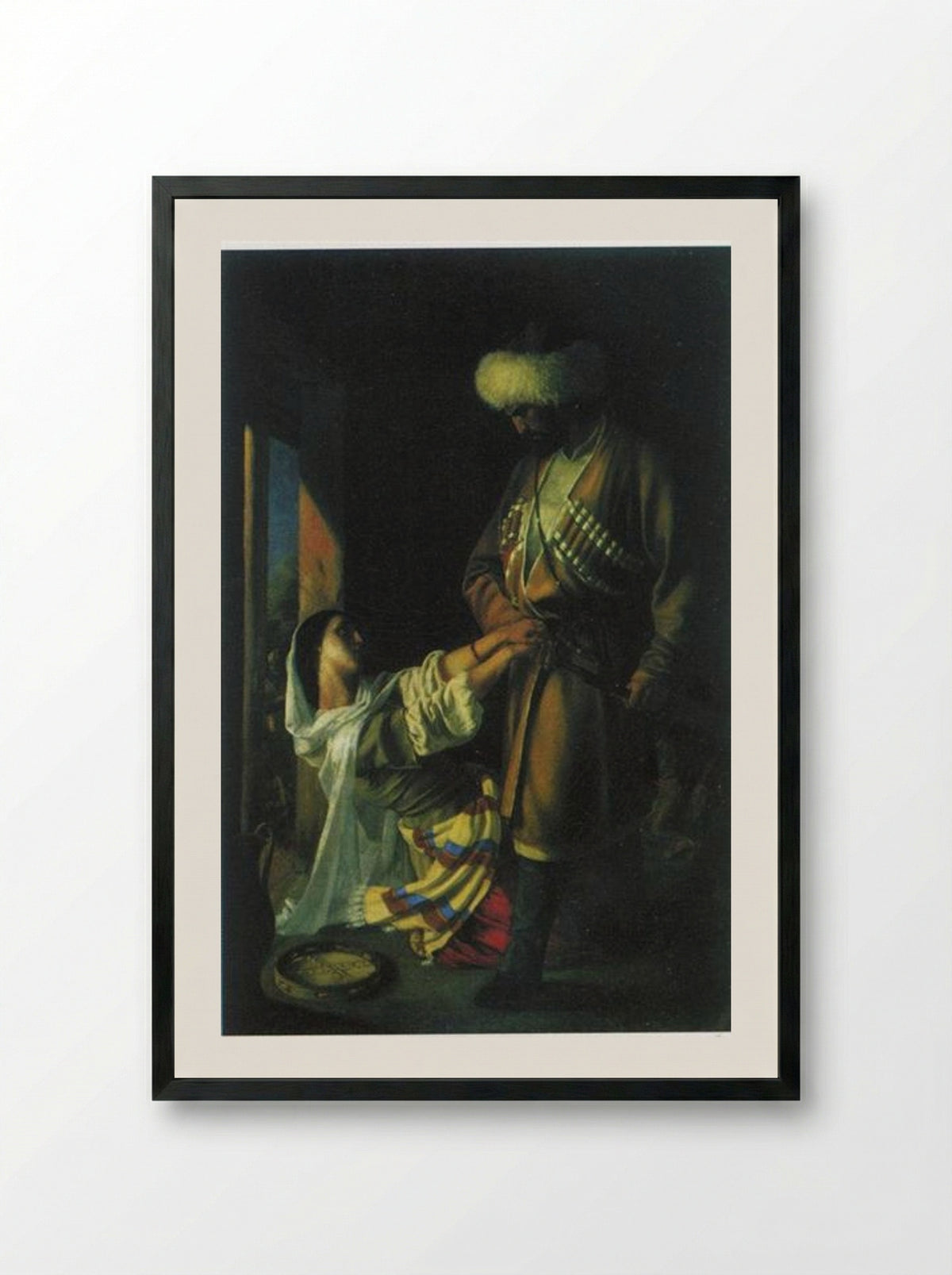 Leila and Khaji-Abrek - Nikolai Ge - Framed Print Black