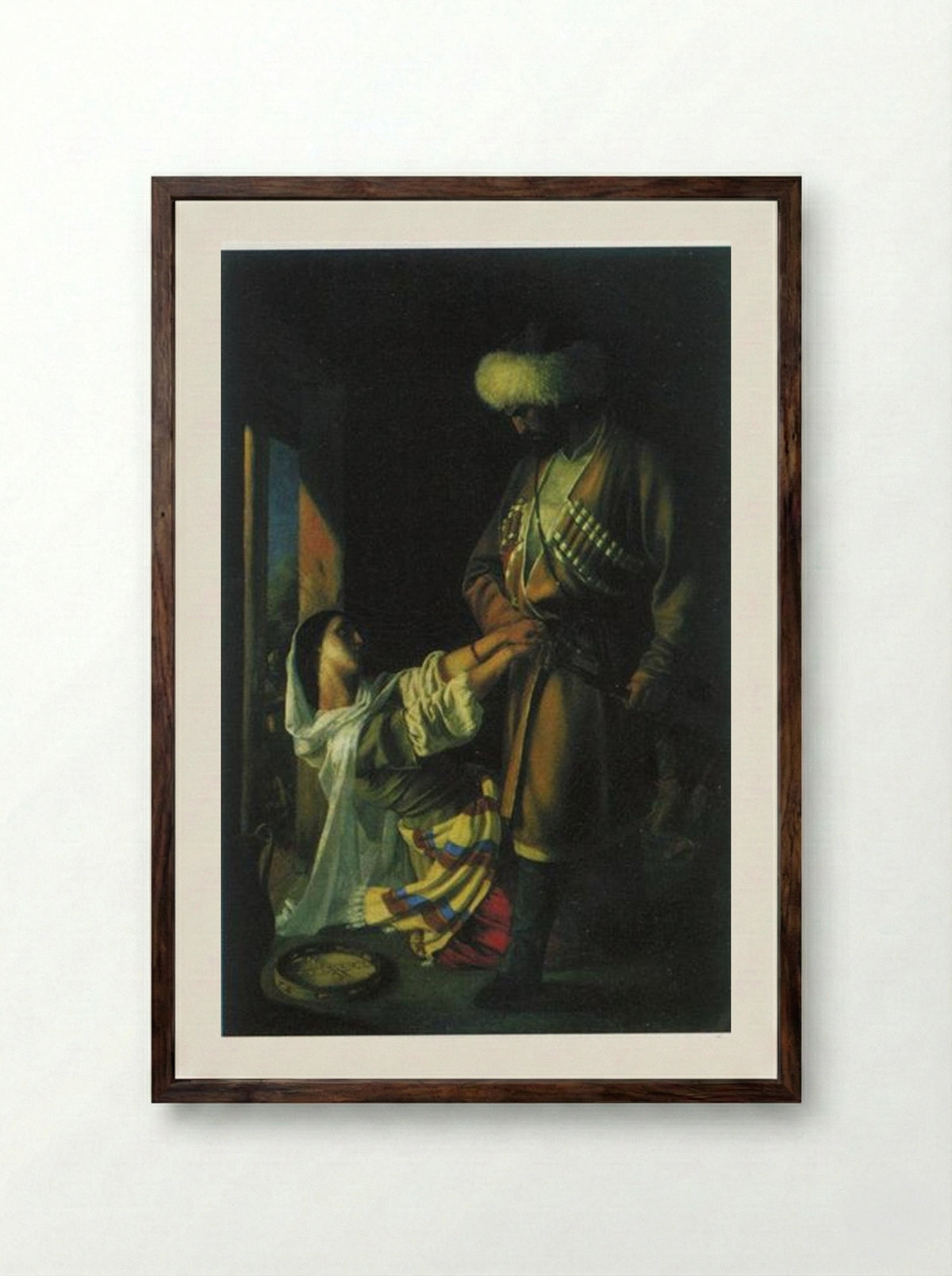 Leila and Khaji-Abrek - Nikolai Ge - Framed Print Dark Wood