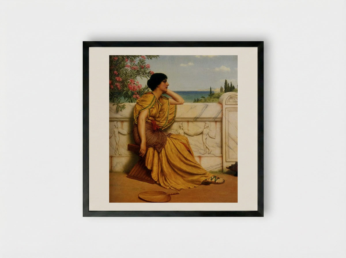 Leisure Hours - John William Godward - Framed Print Black