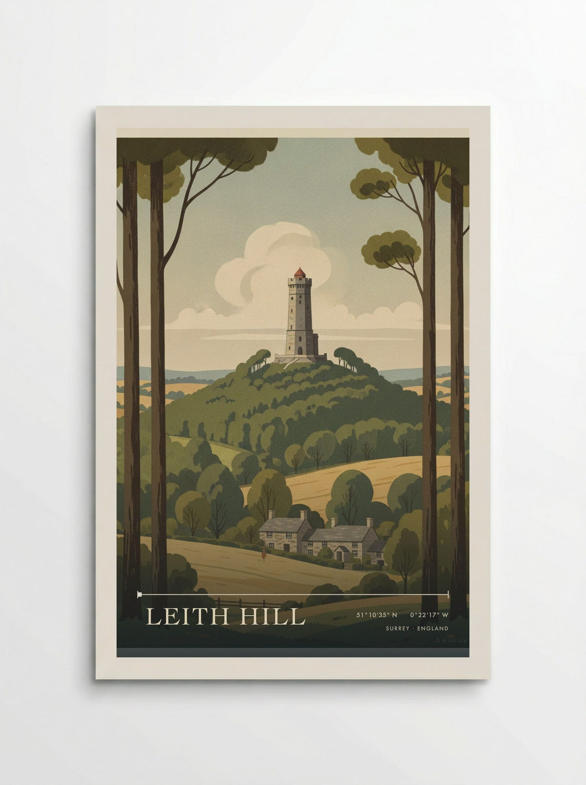 Leith Hill, Surrey travel poster print