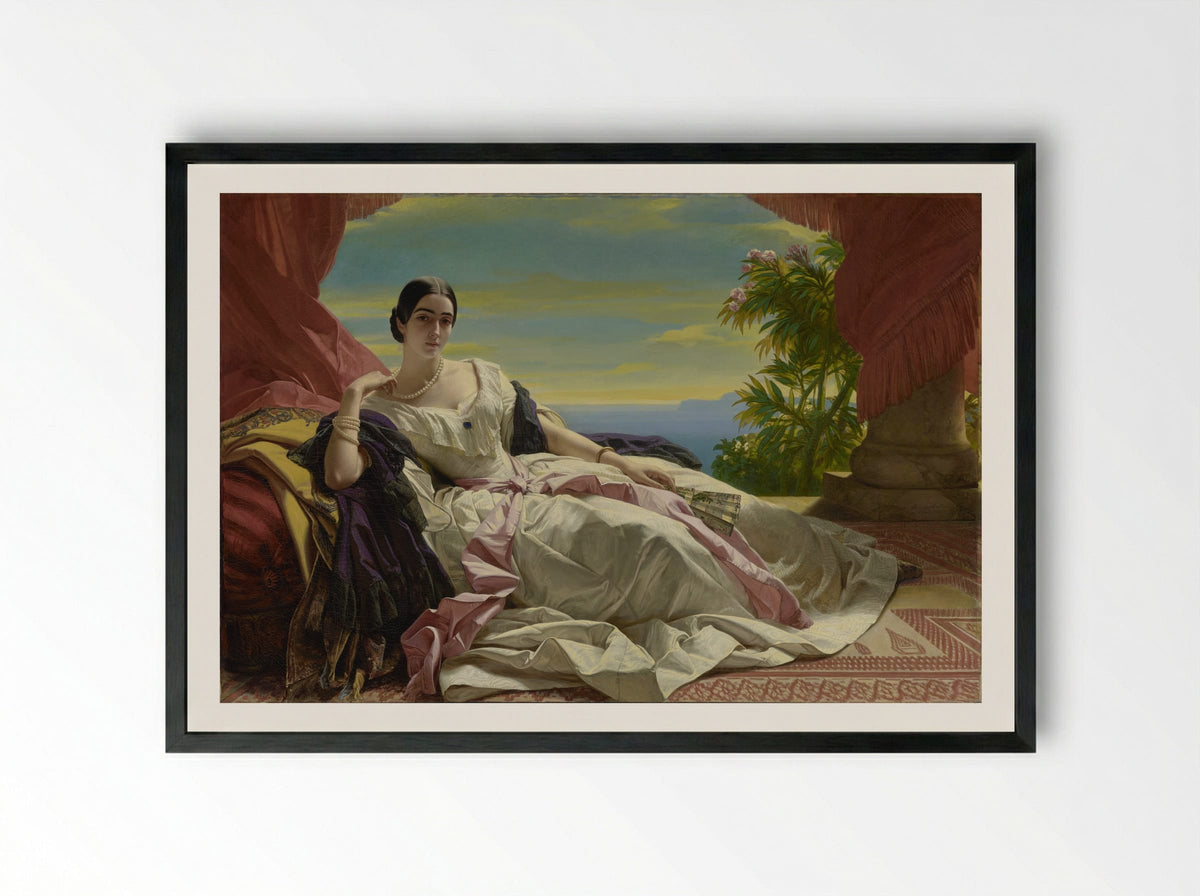 Leonilla, Princess of Sayn-Wittgenstein-Sayn - Franz Xaver Winterhalter - Framed Print Black
