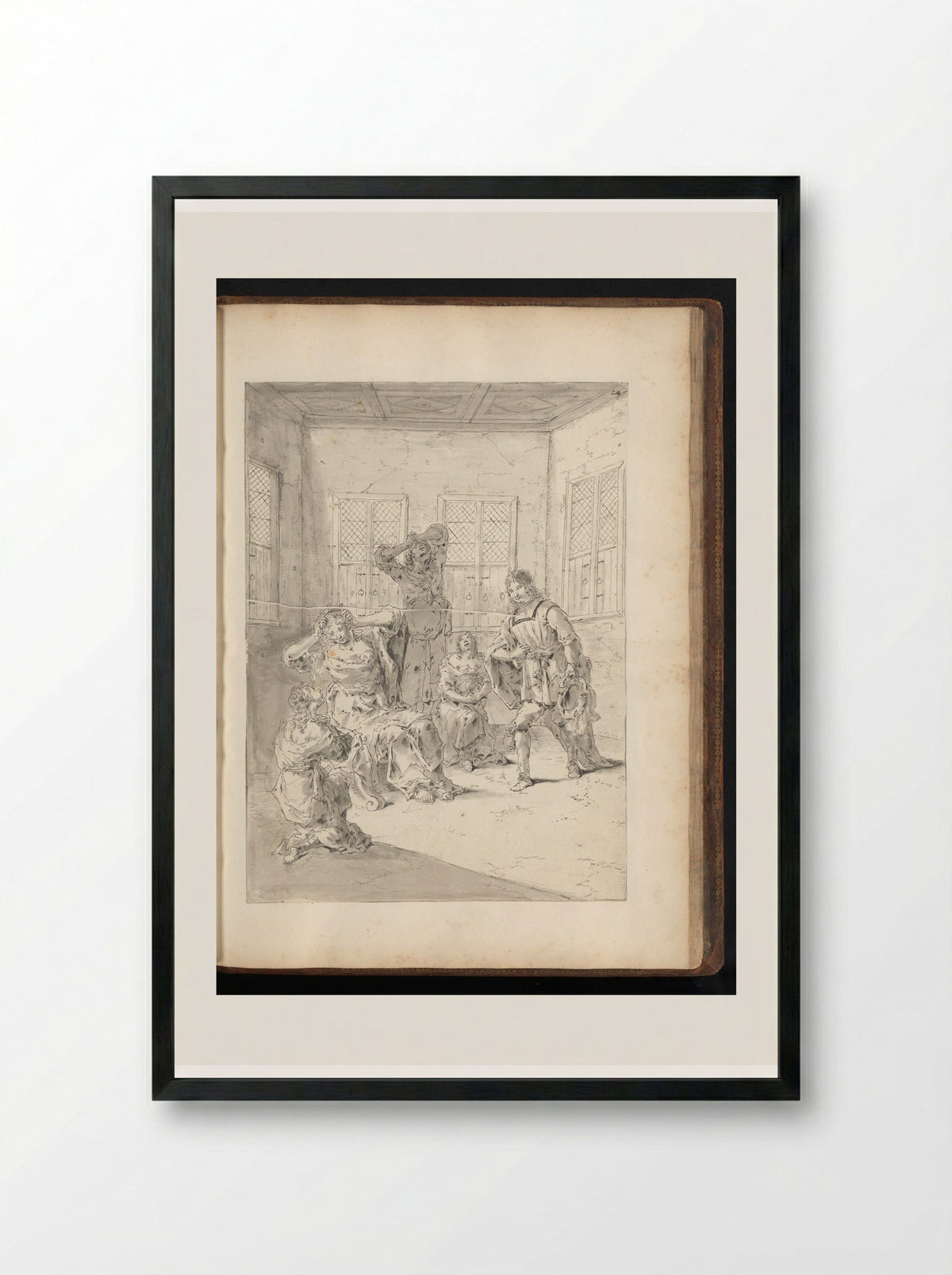 Leonnatus Consoling the Family of Darius III - Leonaert Bramer - Framed Print Black