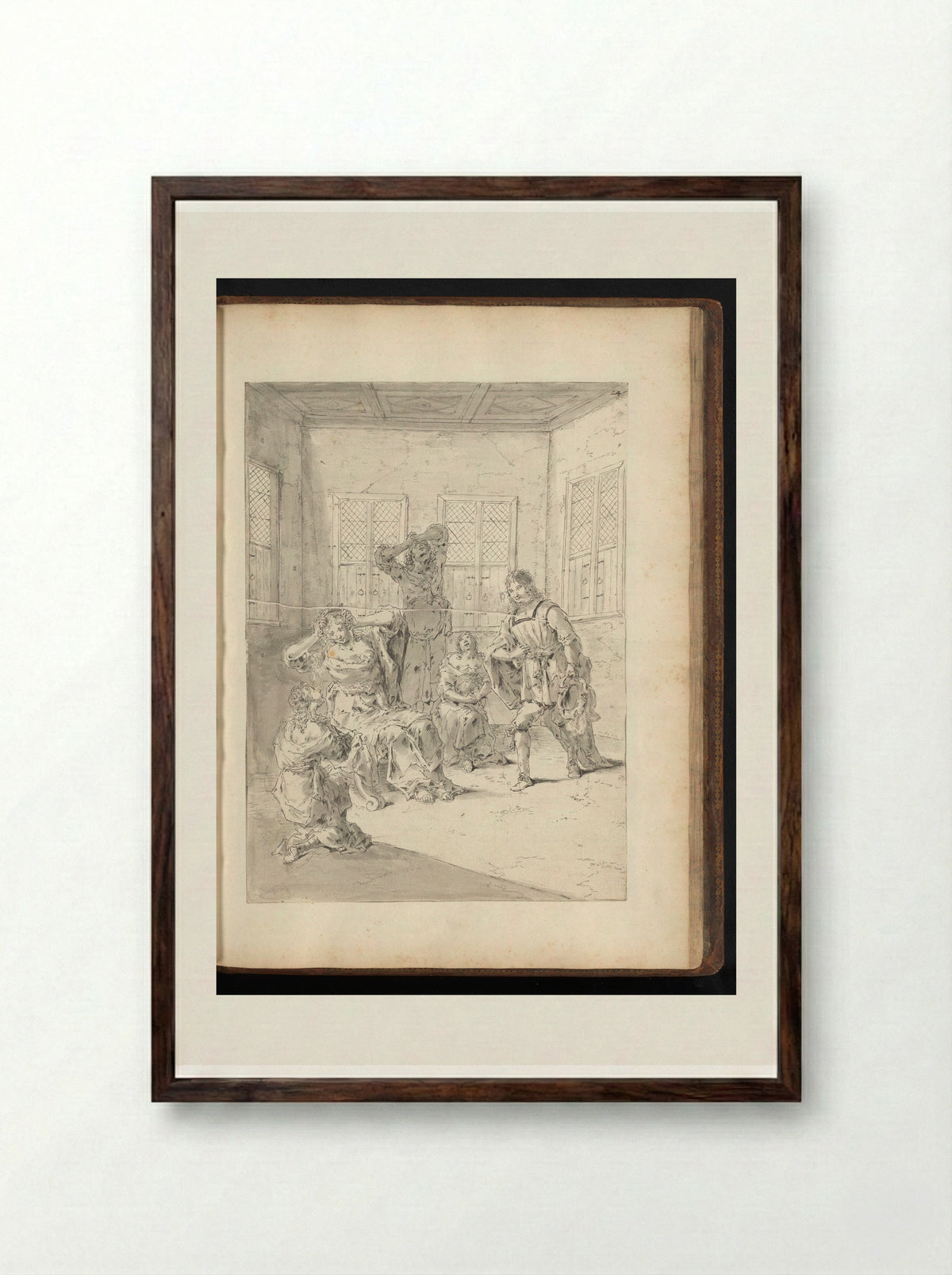 Leonnatus Consoling the Family of Darius III - Leonaert Bramer - Framed Print Dark Wood
