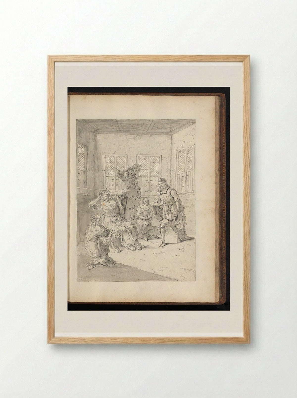 Leonnatus Consoling the Family of Darius III - Leonaert Bramer - Framed Print Wood