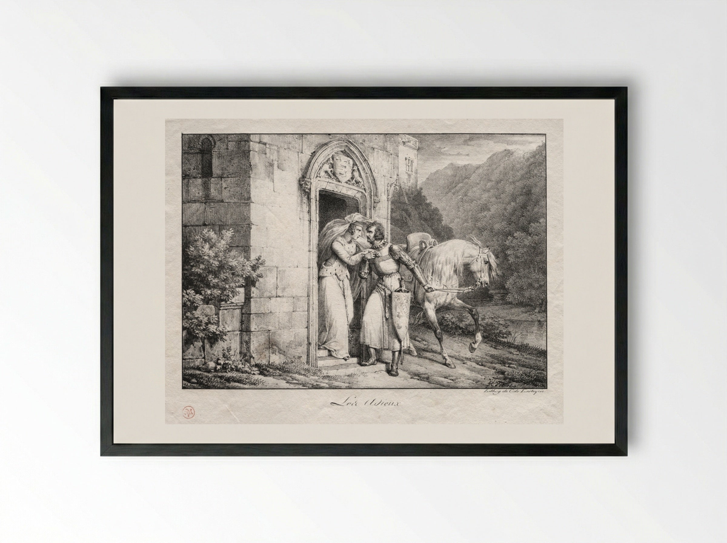 Les Adieux - Horace Vernet - Framed Print Black