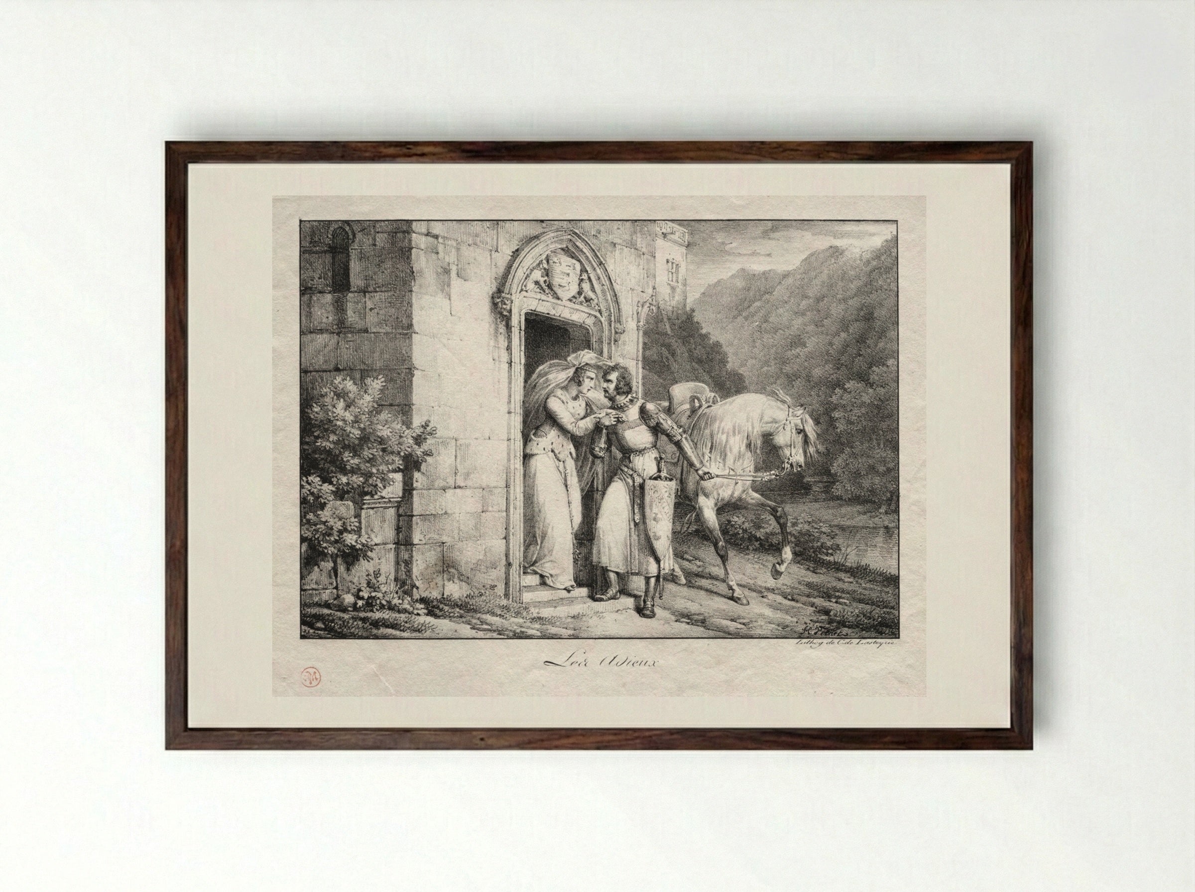 Les Adieux - Horace Vernet - Framed Print Dark Wood