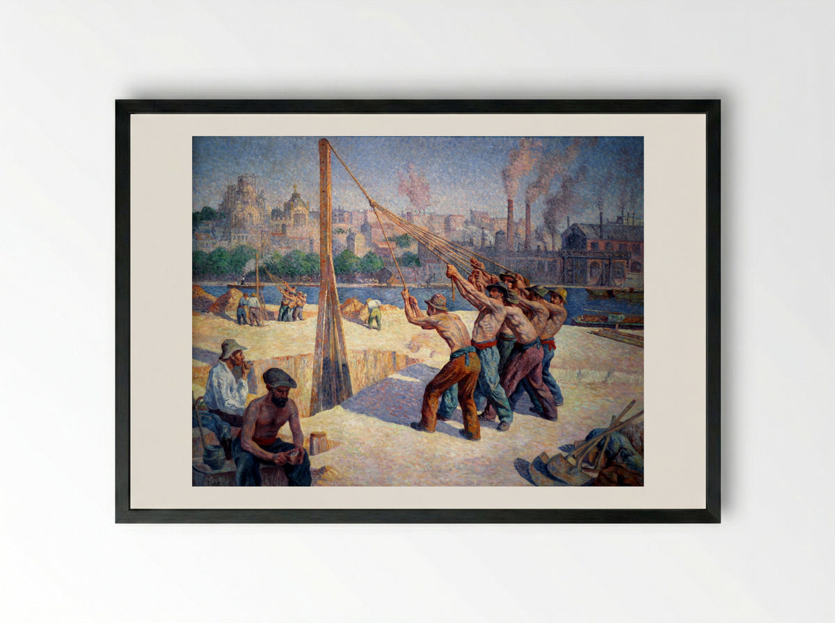 Les Batteurs De Pieux - Maximilien Luce - Framed Print Black