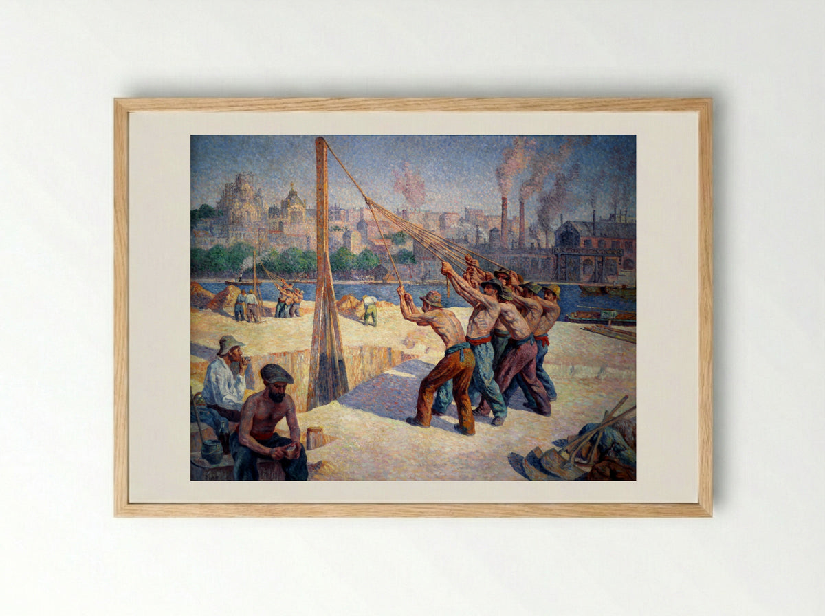 Les Batteurs De Pieux - Maximilien Luce - Framed Print Wood