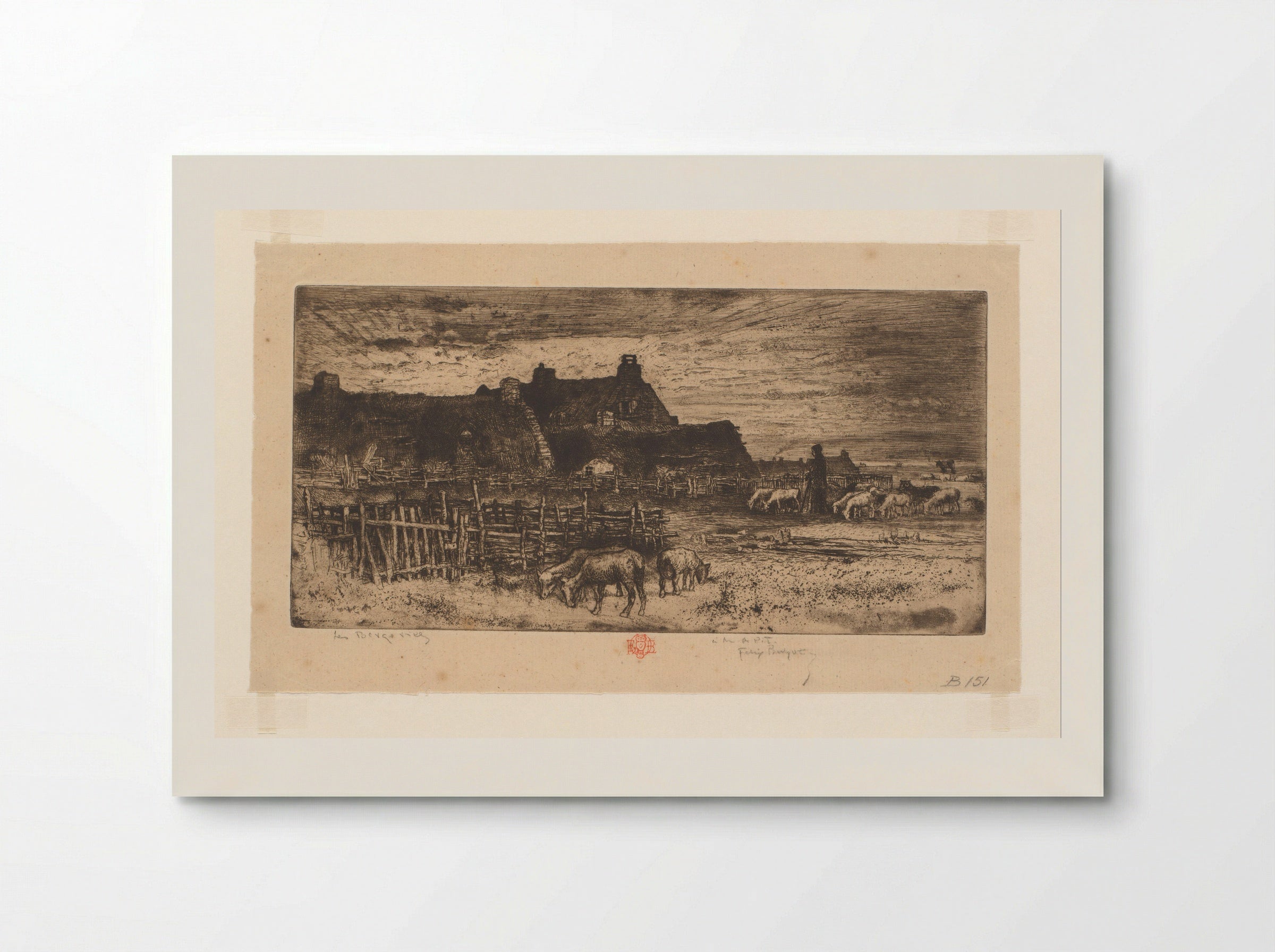Les Bergeries - Félix Hilaire Buhot - Poster