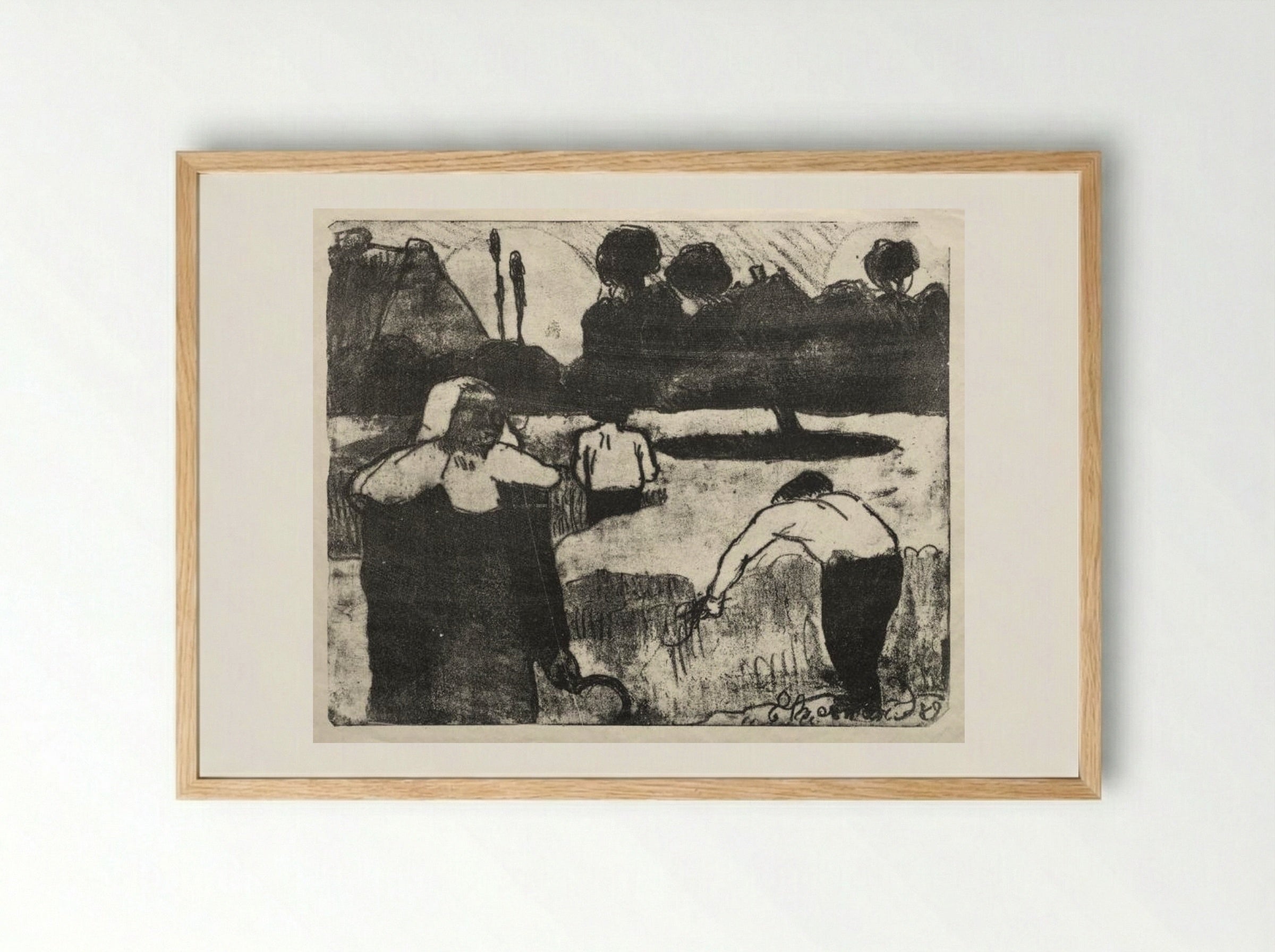 Les Bretonneries: The Harvesters - Émile Bernard - Framed Print Wood