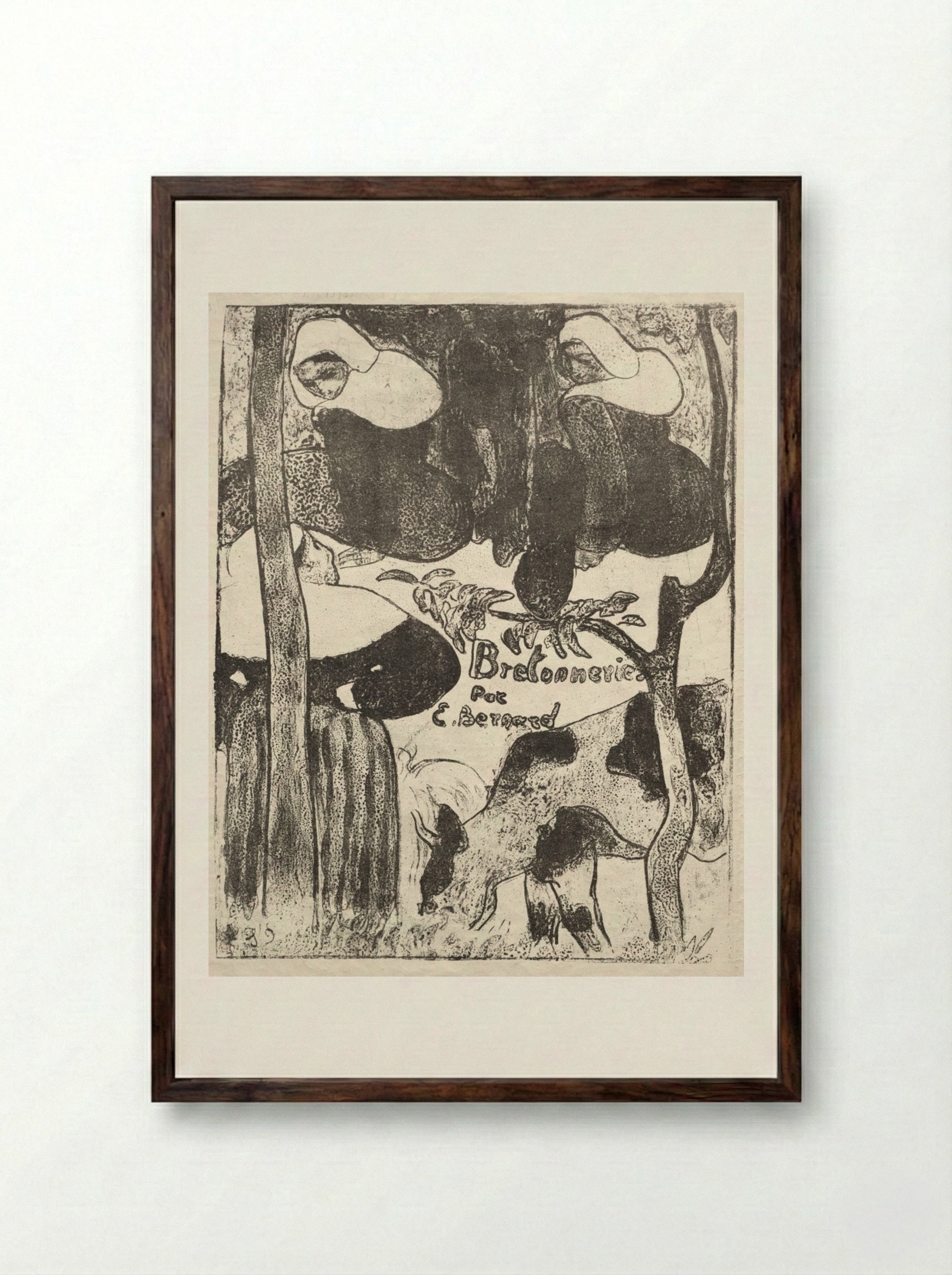 Les Bretonneries: Title Page - Émile Bernard - Framed Print Dark Wood