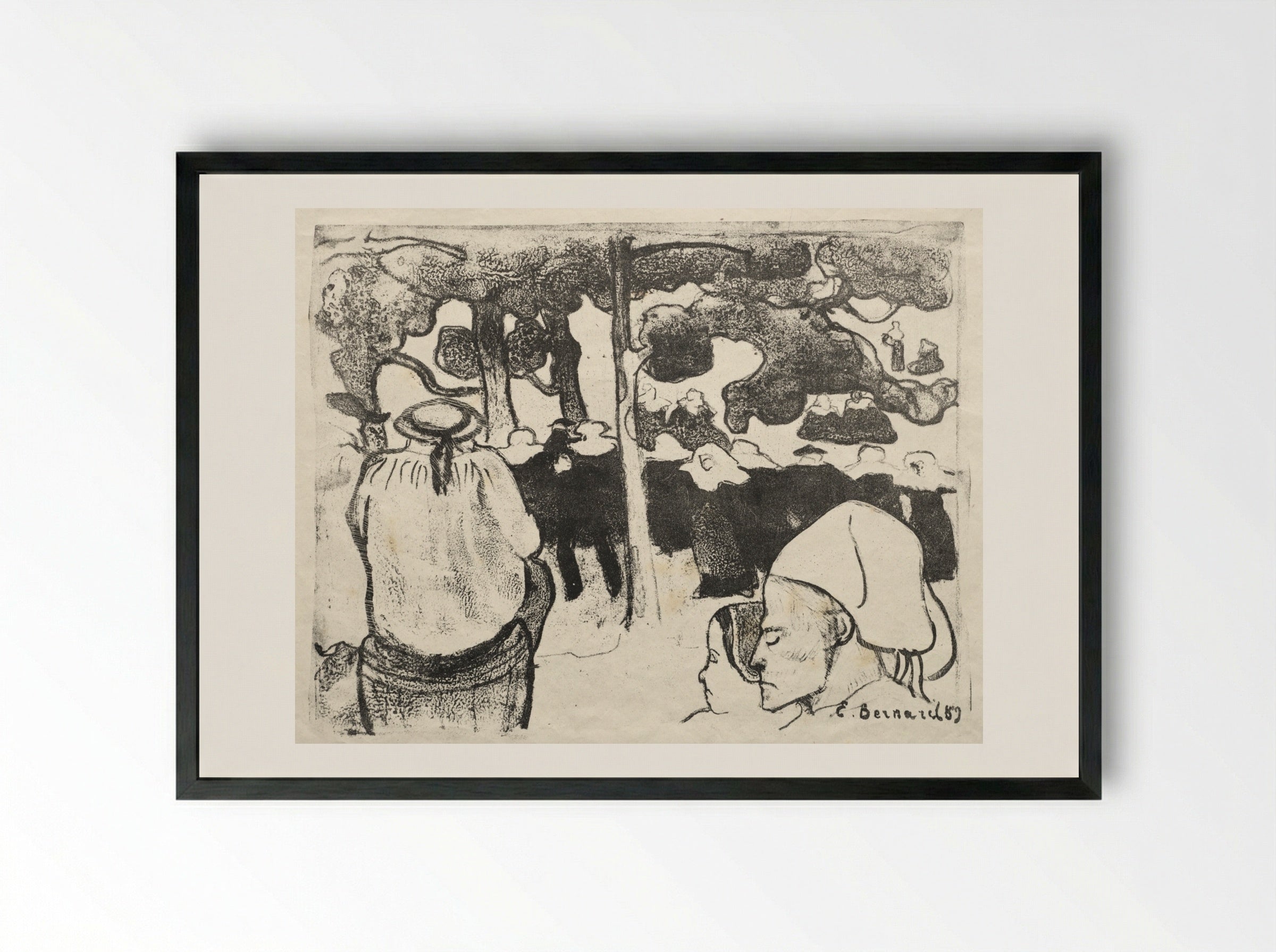 Les Bretonneries: Wedding in Brittany - Émile Bernard - Framed Print Black