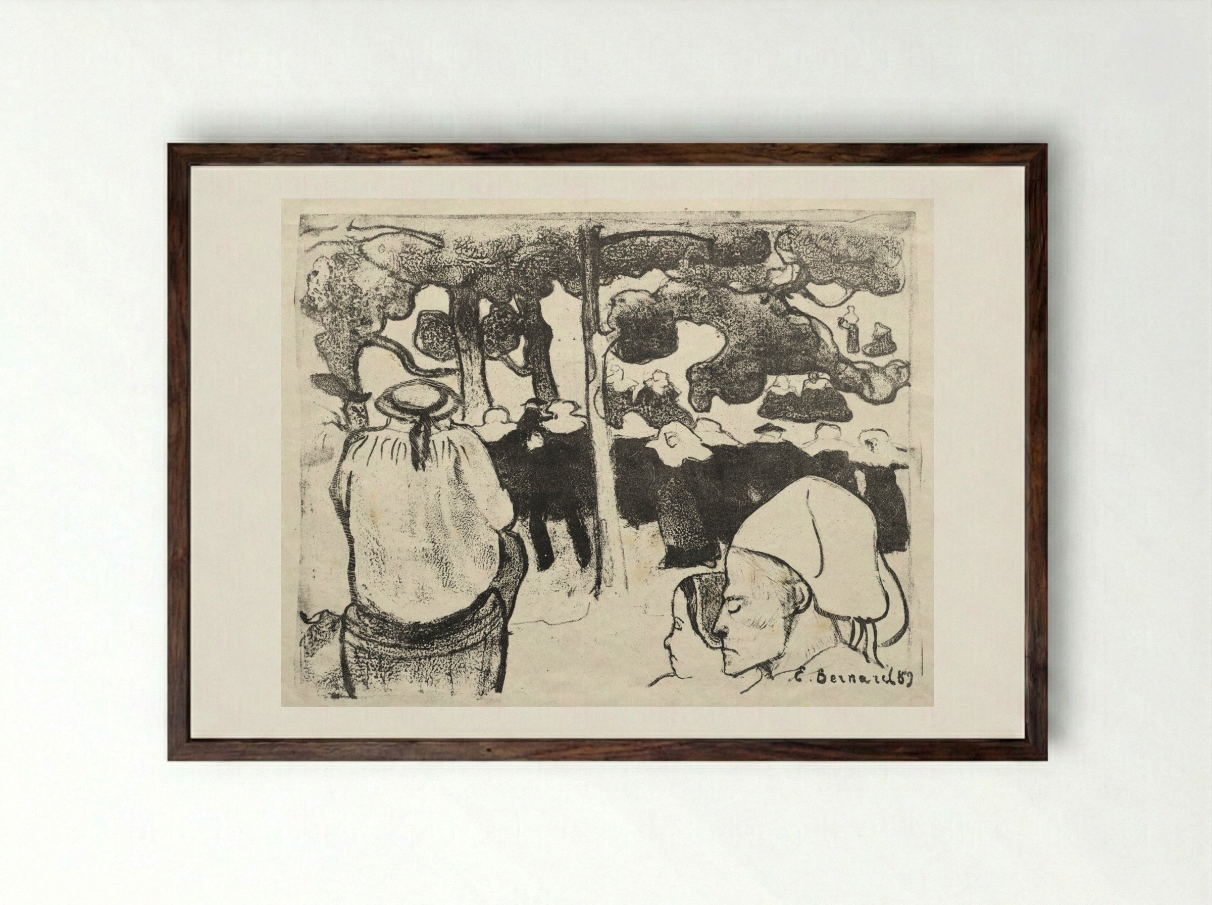 Les Bretonneries: Wedding in Brittany - Émile Bernard - Framed Print Dark Wood