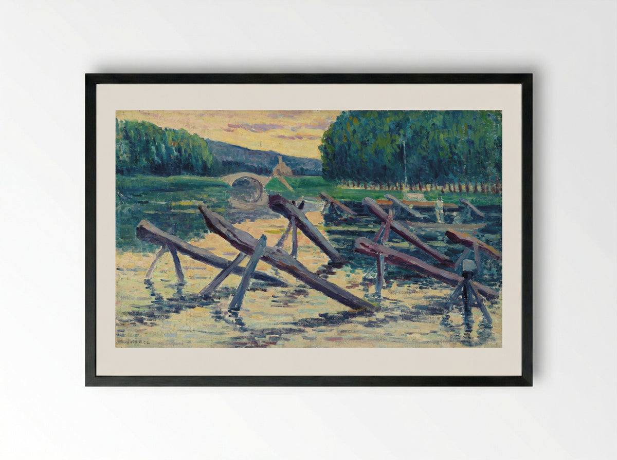 Les Chevalets Sur La Cure - Maximilien Luce - Framed Print Black