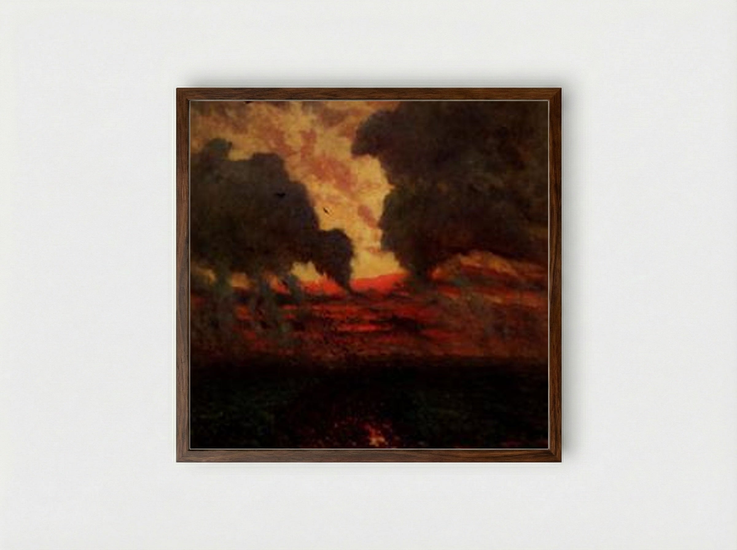 Les Corbeaux, Soir D'Orage - Jules Breton - Framed Print Dark Wood