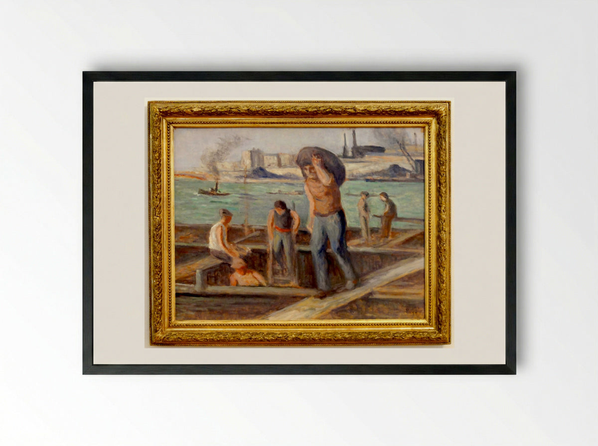 Les Débardeurs - Maximilien Luce - Framed Print Black