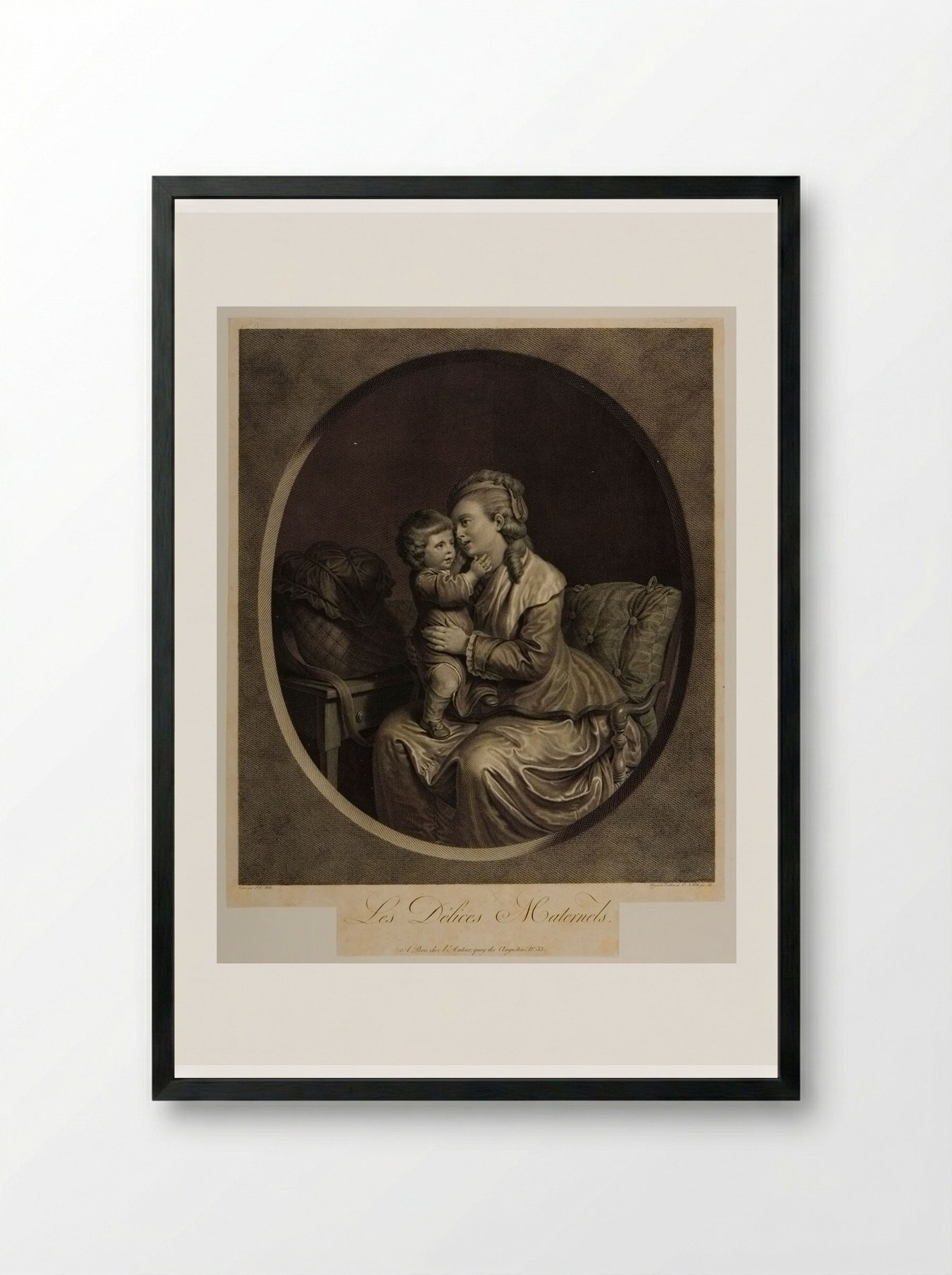 Les Délices Maternels - Johann Georg Wille - Framed Print Black
