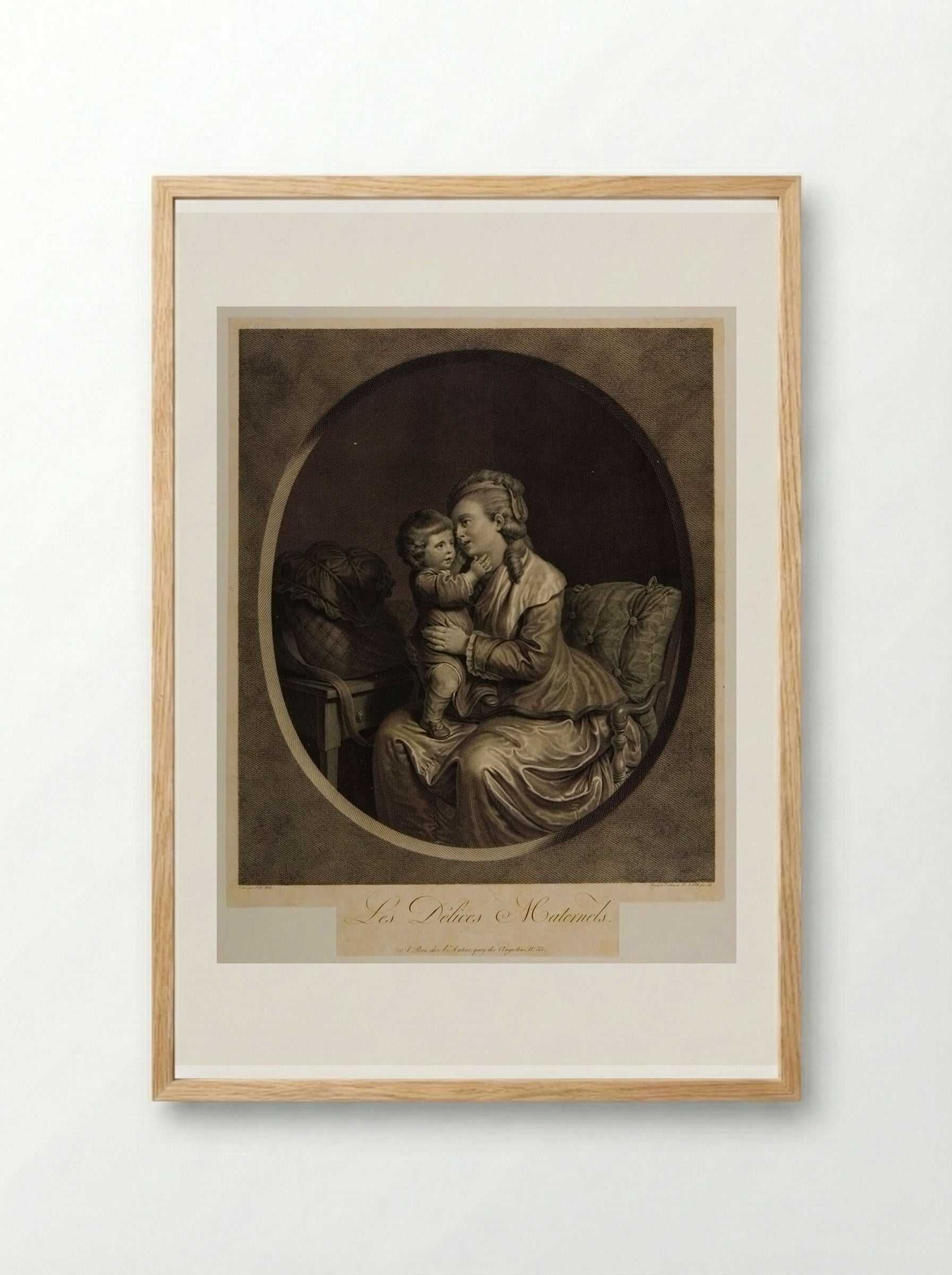 Les Délices Maternels - Johann Georg Wille - Framed Print Wood