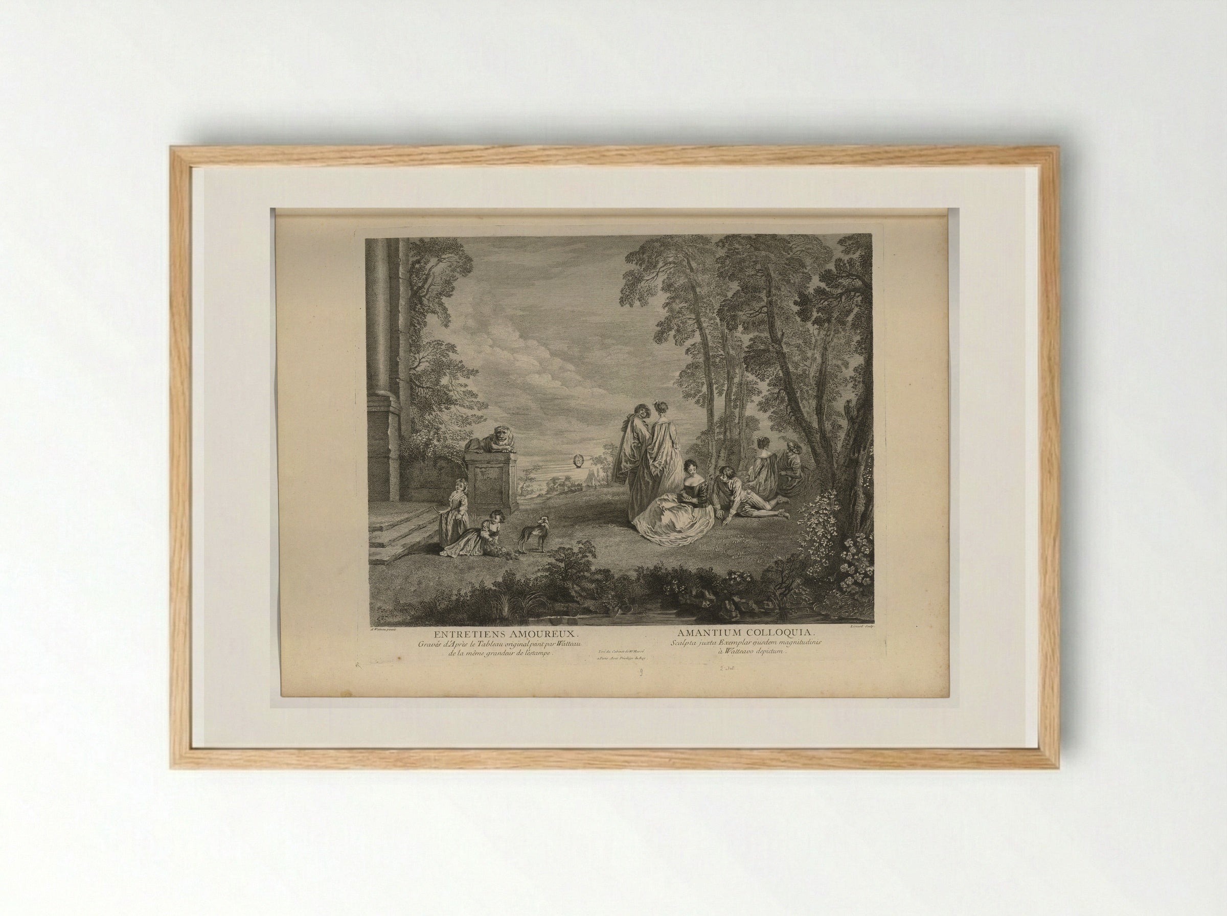 Les Entretiens Amoureux - Antoine Watteau - Framed Print Wood