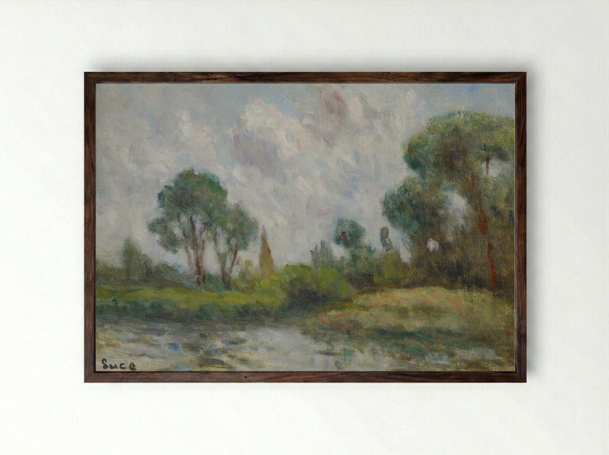 Les Environs De Saint-Ay - Maximilien Luce - Framed Print Dark Wood