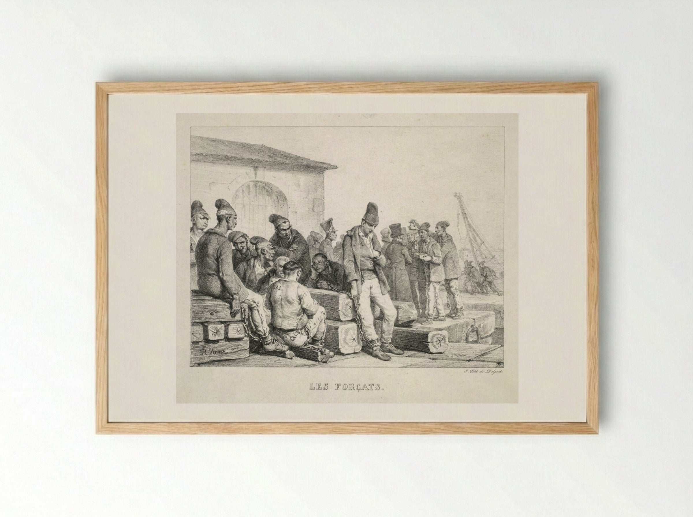 Les Forçats (The Convicts) - Horace Vernet - Framed Print Wood