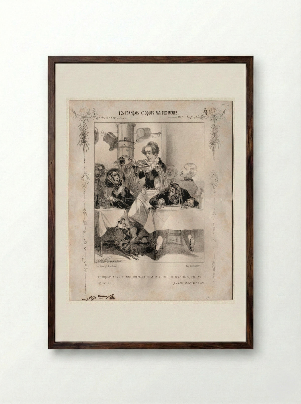 Les Français croqués par eux-mêmes - Charles Vernier - Framed Print Dark Wood