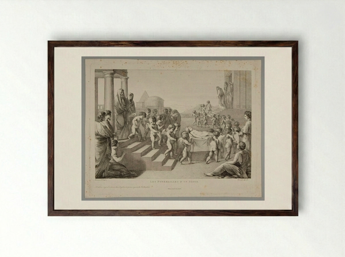 Les Funérailles d'un Génie - Carl Joseph Alois Agricola - Framed Print Dark Wood