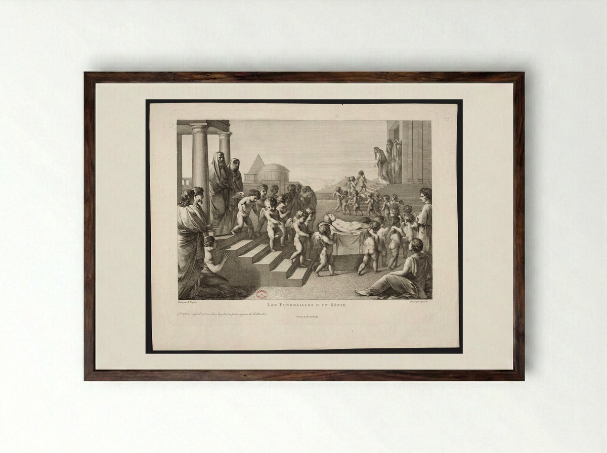 Les Funérailles d'un Génie - Carl Joseph Alois Agricola - Framed Print Dark Wood