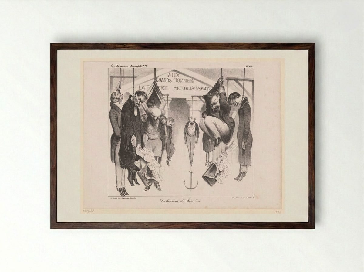 Les Honneurs du Panthéon - Honoré Daumier - Framed Print Dark Wood