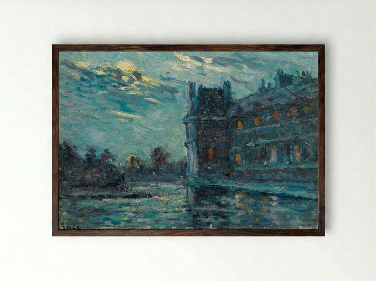 Les Inondations De 1910, Le Pavillon De Flore - Maximilien Luce - Framed Print Dark Wood