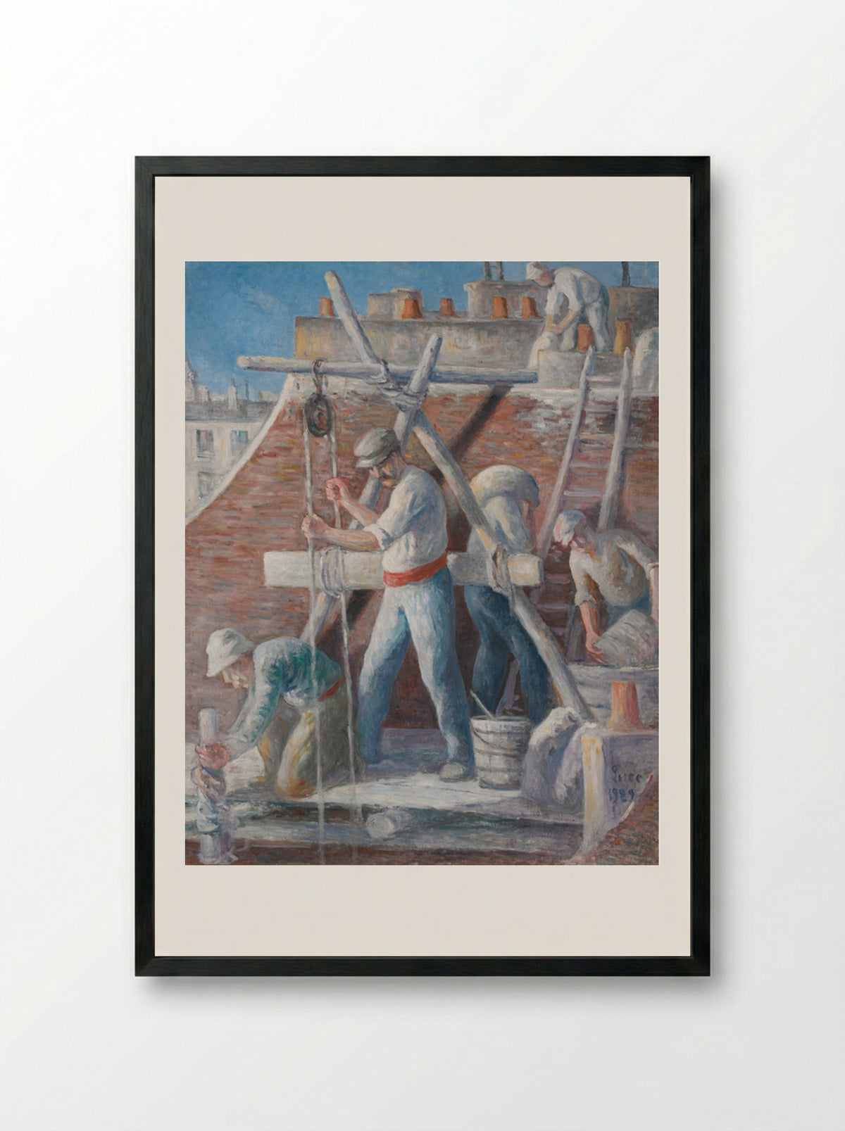 Les Maçons - Maximilien Luce - Framed Print Black