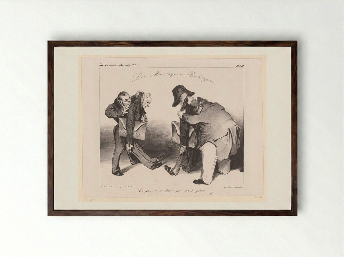 Les Mannequins Politiques - Honoré Daumier - Framed Print Dark Wood