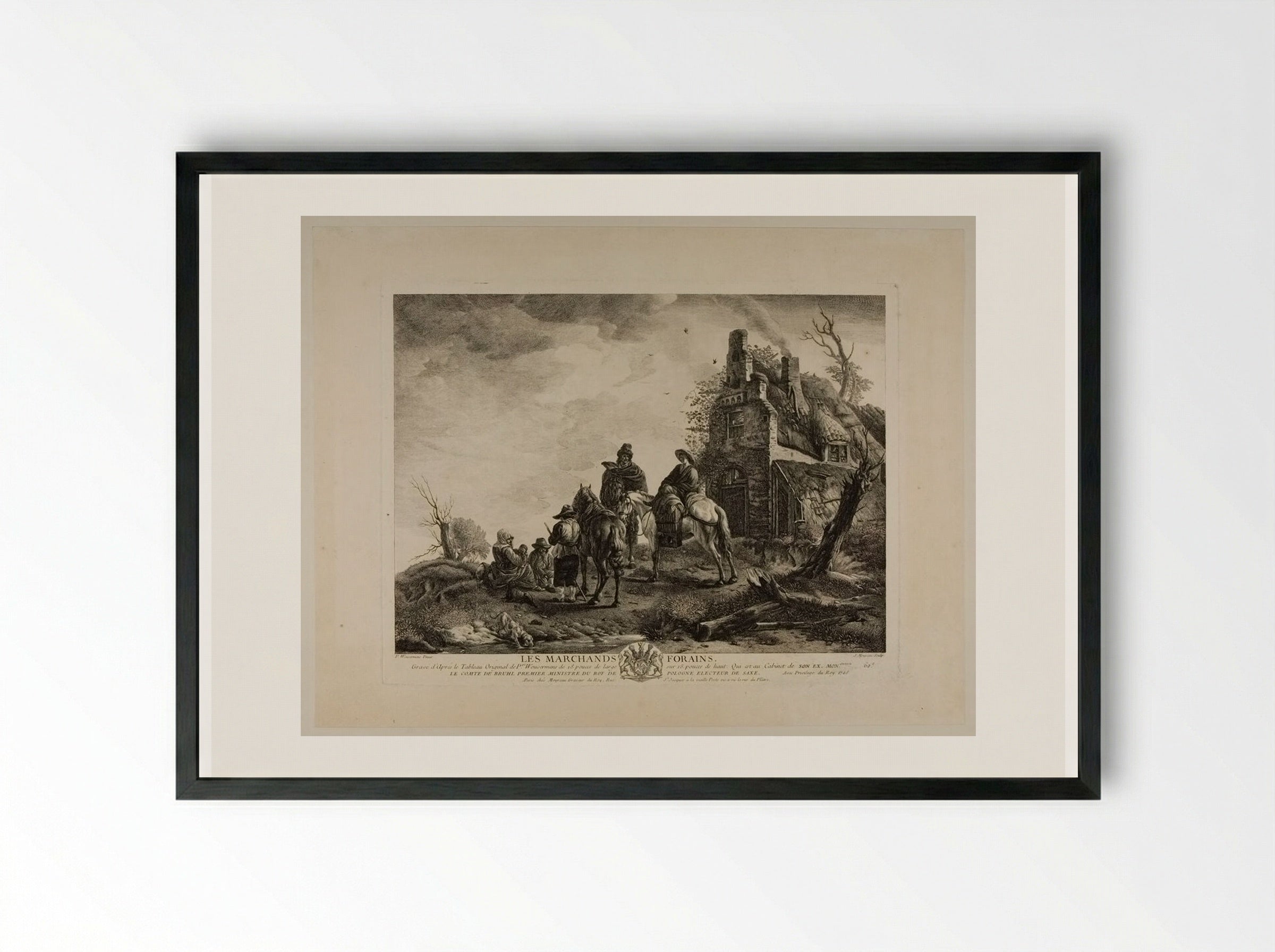 Les Marchands Forains - Jean Moyreau - Framed Print Black