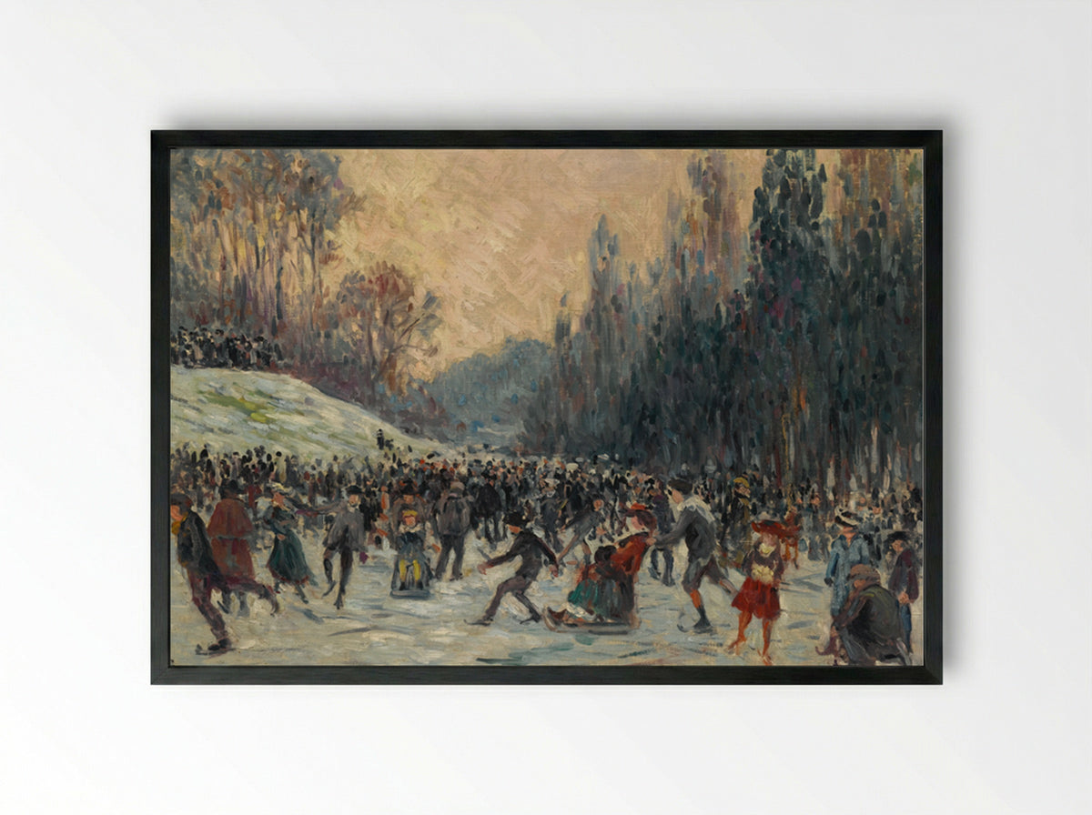 Les Patineurs - Maximilien Luce - Framed Print Black