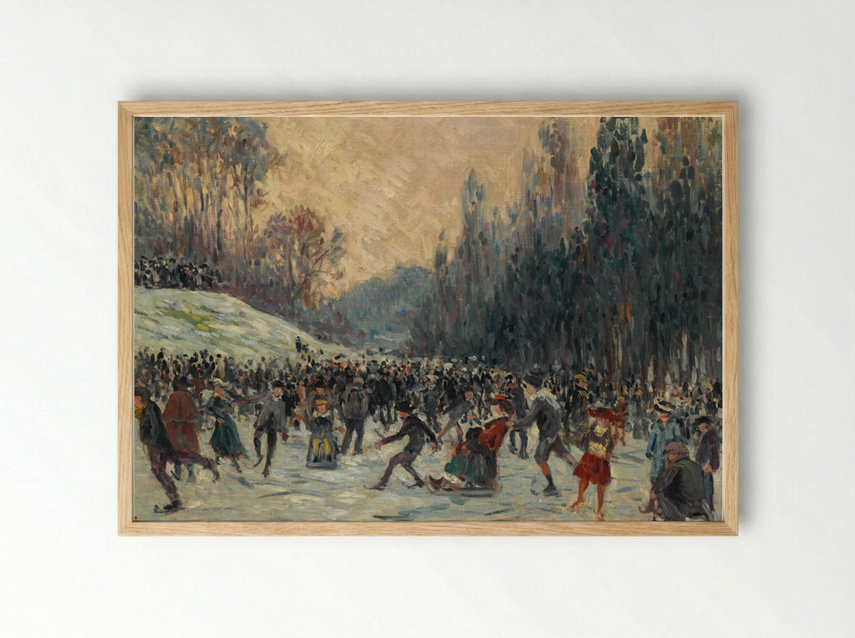 Les Patineurs - Maximilien Luce - Framed Print Wood