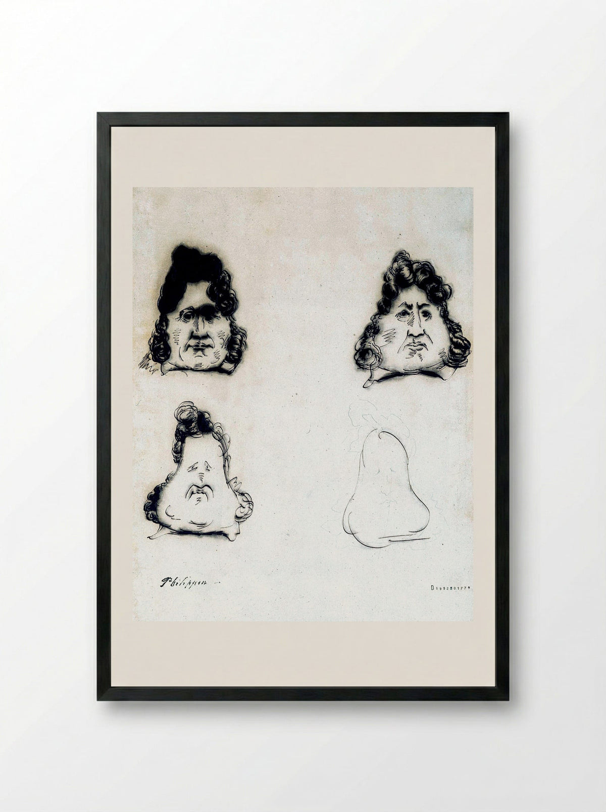 Les Poires (The Pears) - Charles Philipon - Framed Print Black