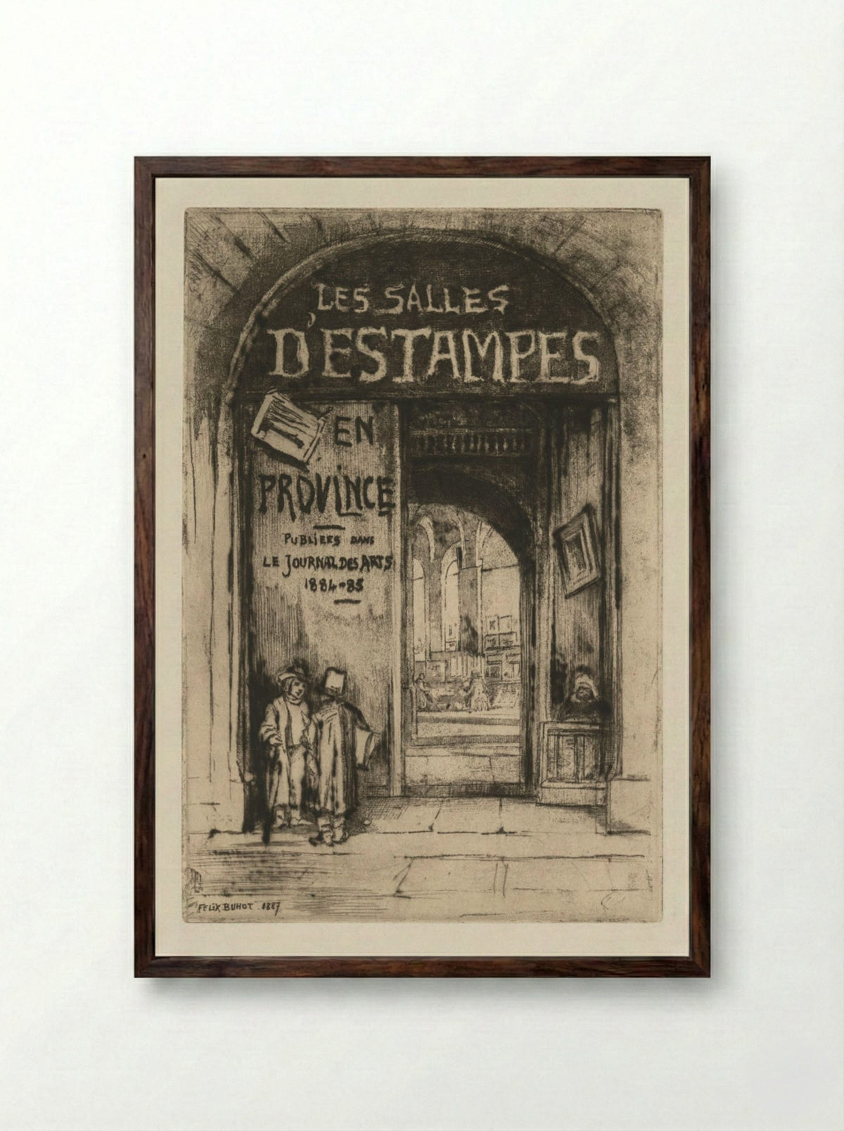 Les Salles d'Estampes en Province - Félix Hilaire Buhot - Framed Print Dark Wood