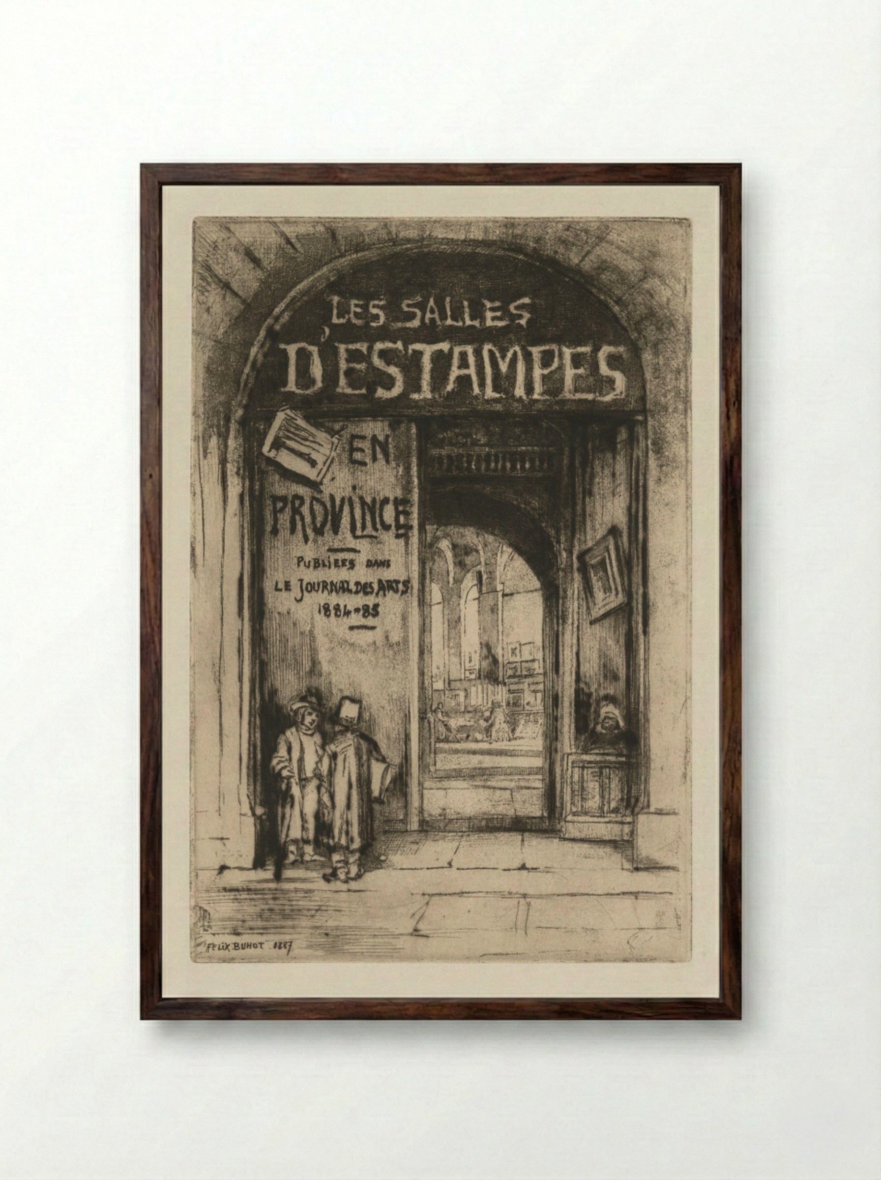 Les Salles d'Estampes en Province - Félix Hilaire Buhot - Framed Print Dark Wood