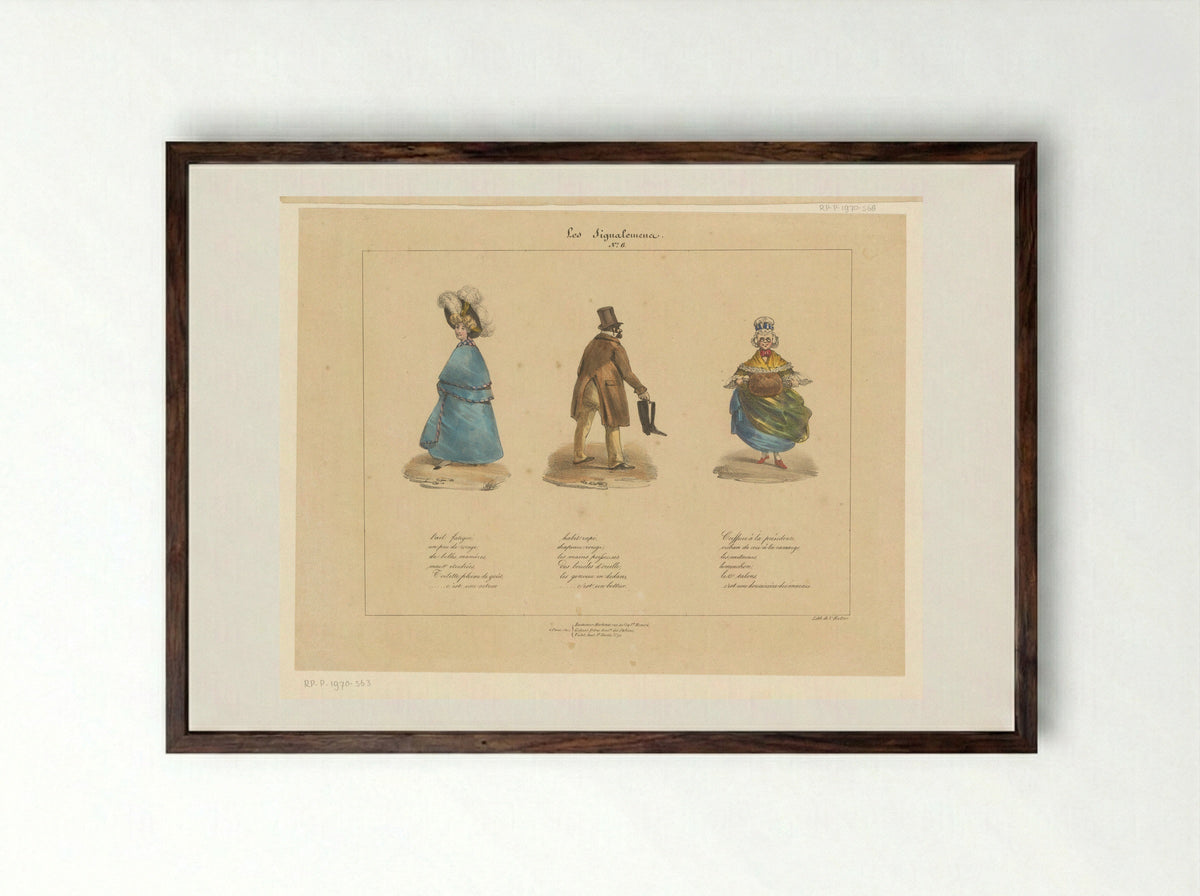 Les Signalemens, No. 6 - Charles Philipon - Framed Print Dark Wood
