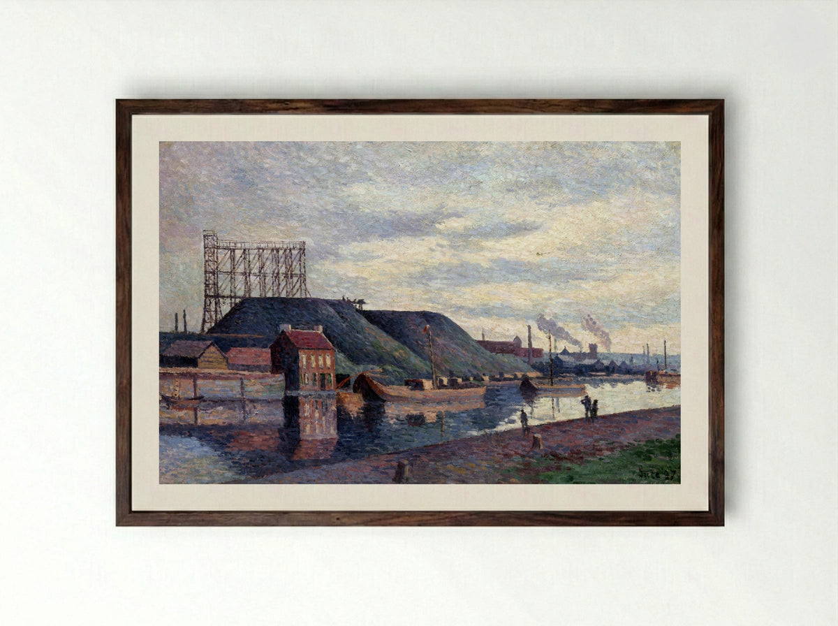 Les Terrils De Sacré Madame - Maximilien Luce - Framed Print Dark Wood