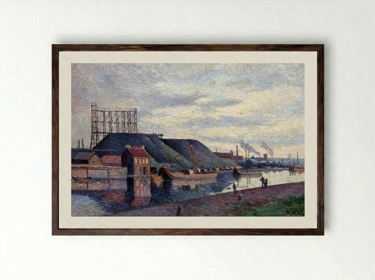 Les Terrils De Sacré Madame - Maximilien Luce - Framed Print Dark Wood
