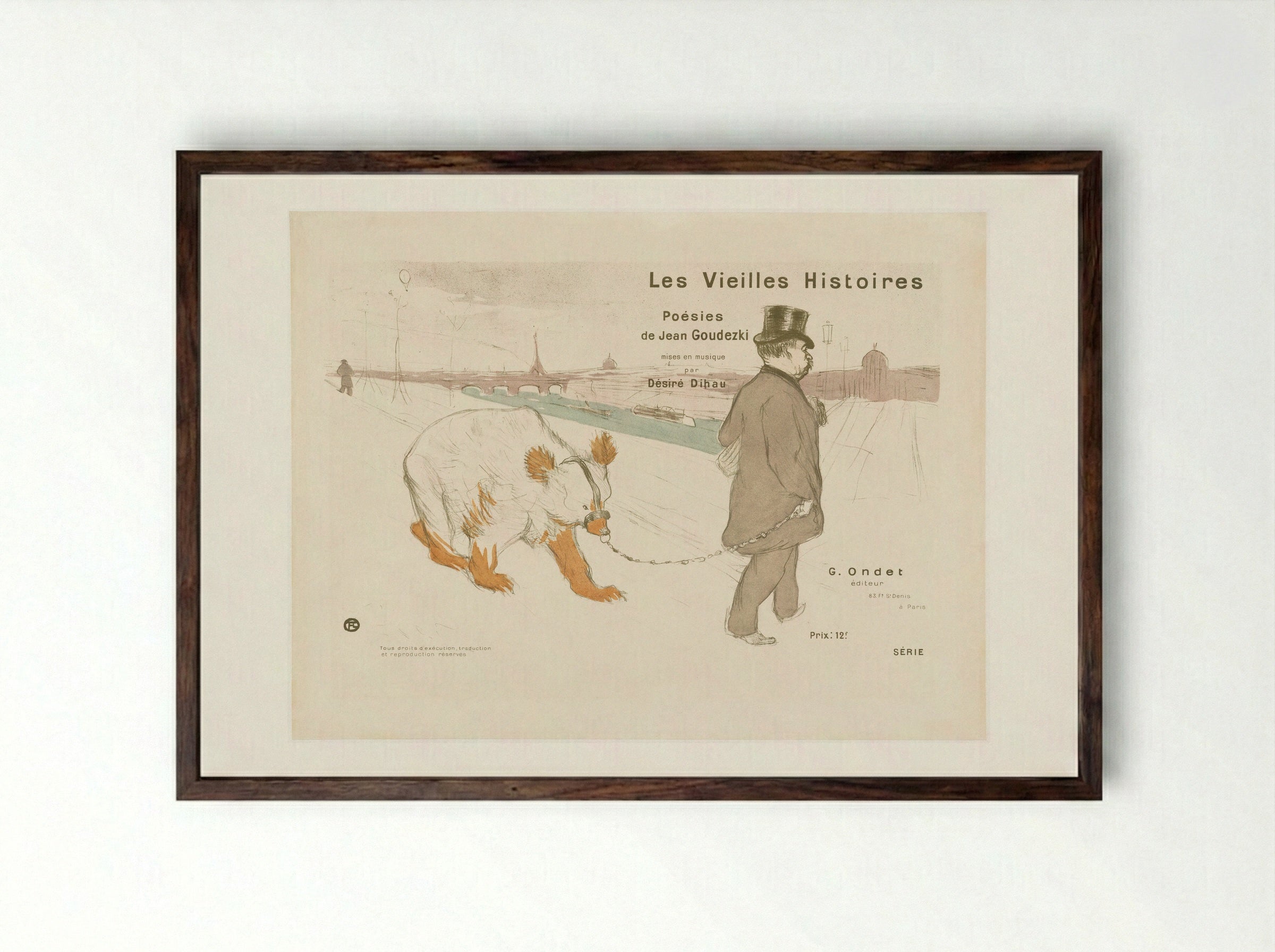 Les Vieilles Histoires, Cover-Frontispiece - Henri de Toulouse-Lautrec - Framed Print Dark Wood