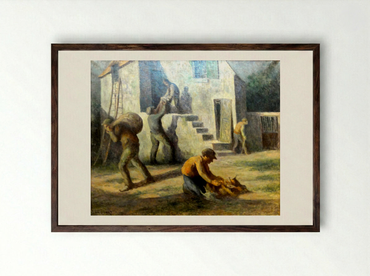 Les Voleurs De Poulets - Maximilien Luce - Framed Print Dark Wood