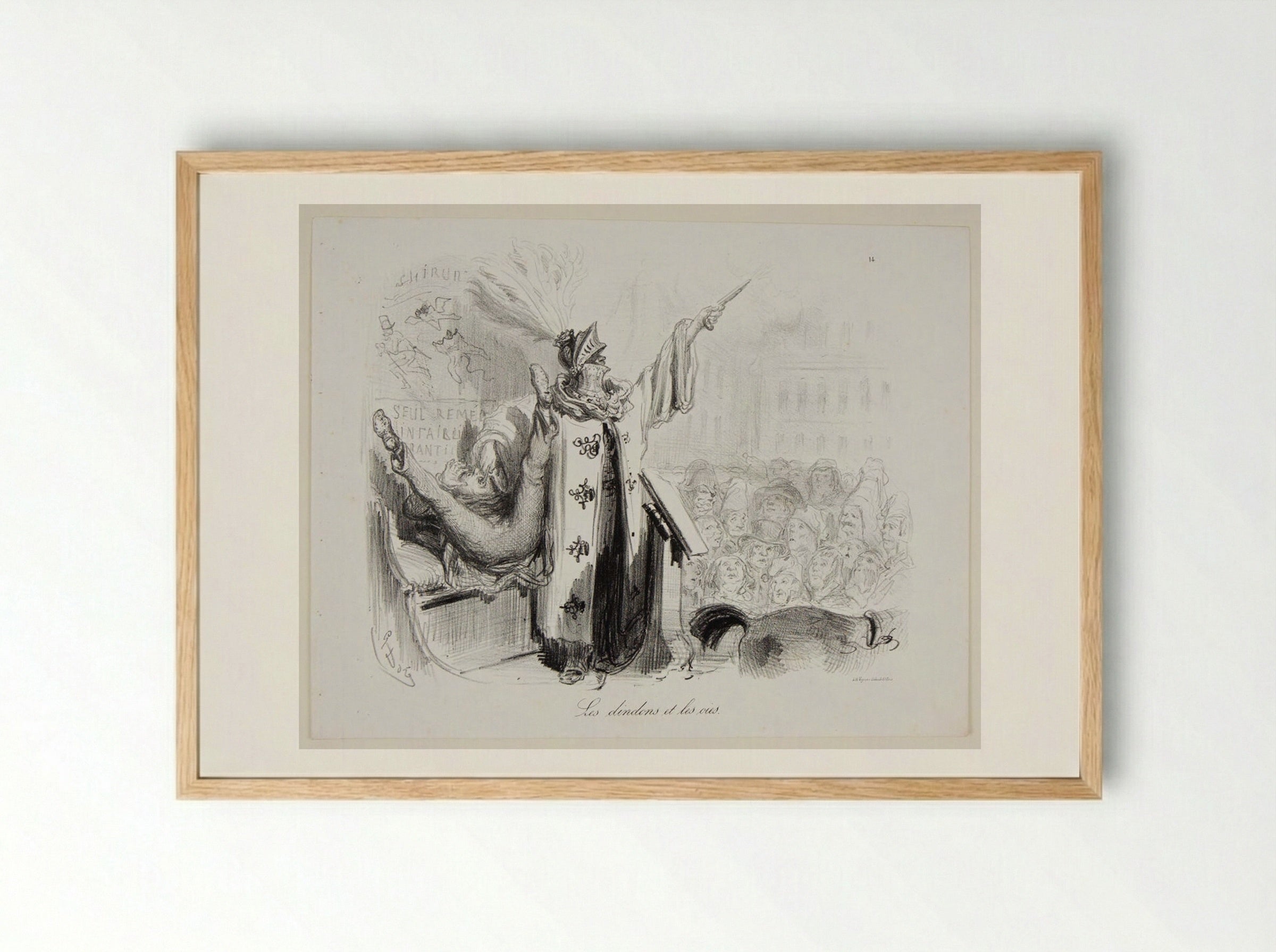 Les dindons et les oies - Gustave Doré - Framed Print Wood